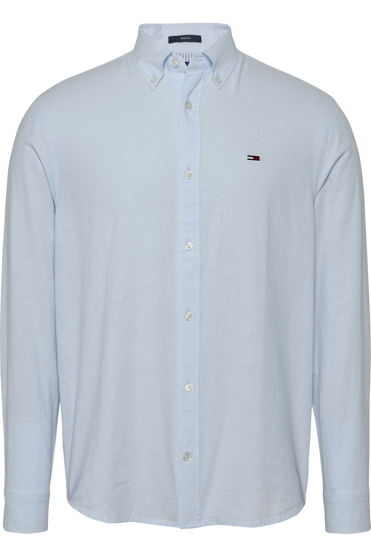 Tommy Hilfiger Dlhá pánska modrá košeľa Tjm Reg Linen Blend