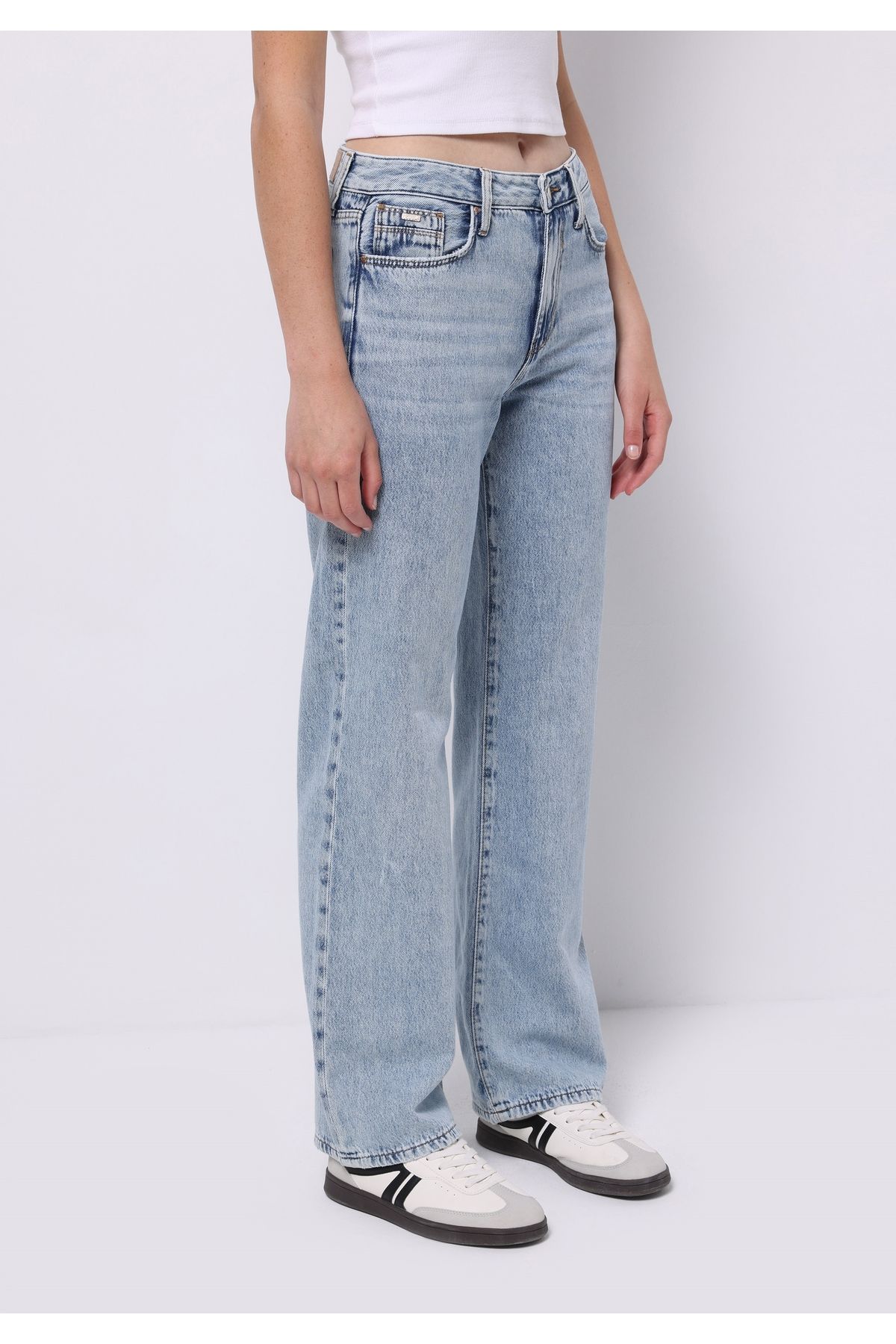 Colin's-Pantaloni de damă Indigo Jean cu talie mijlocie, cu picioare drepte 4