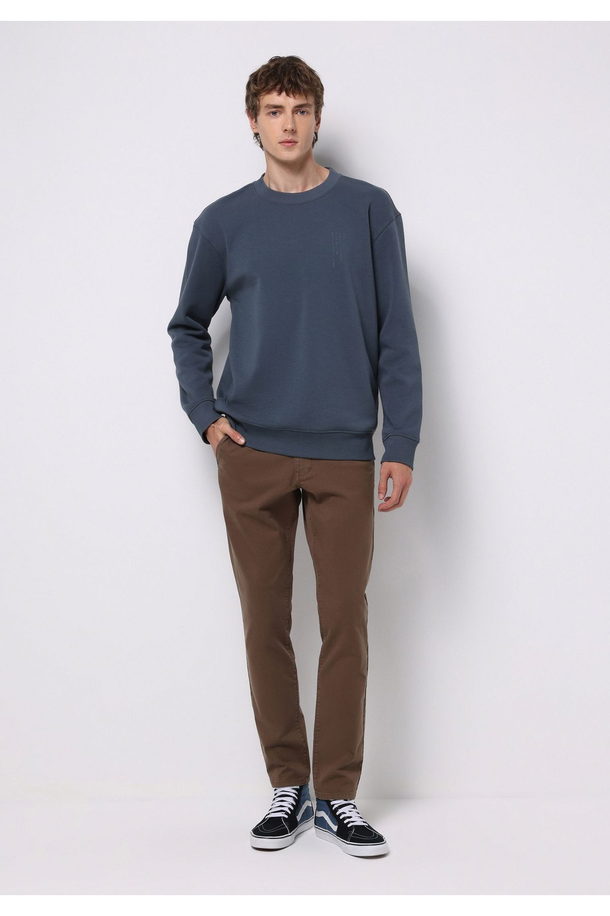 Colin's-Slim Fit Mid Waist Straight Leg Men's Brown Trousers 3