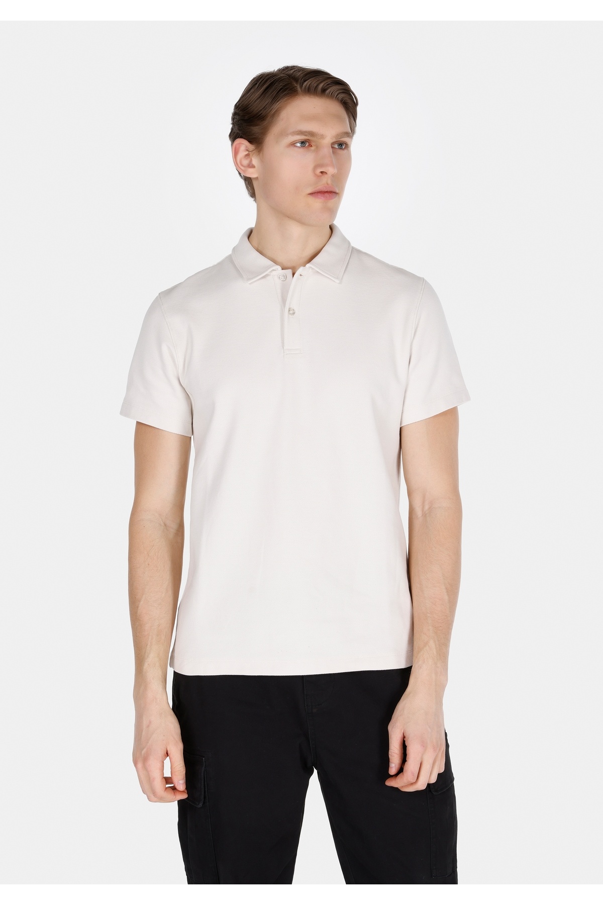 کالینز تی‌شرت آستین کوتاه مردانه طرح سنگ، ساده، یقه پولو، سایز معمولی، نخی