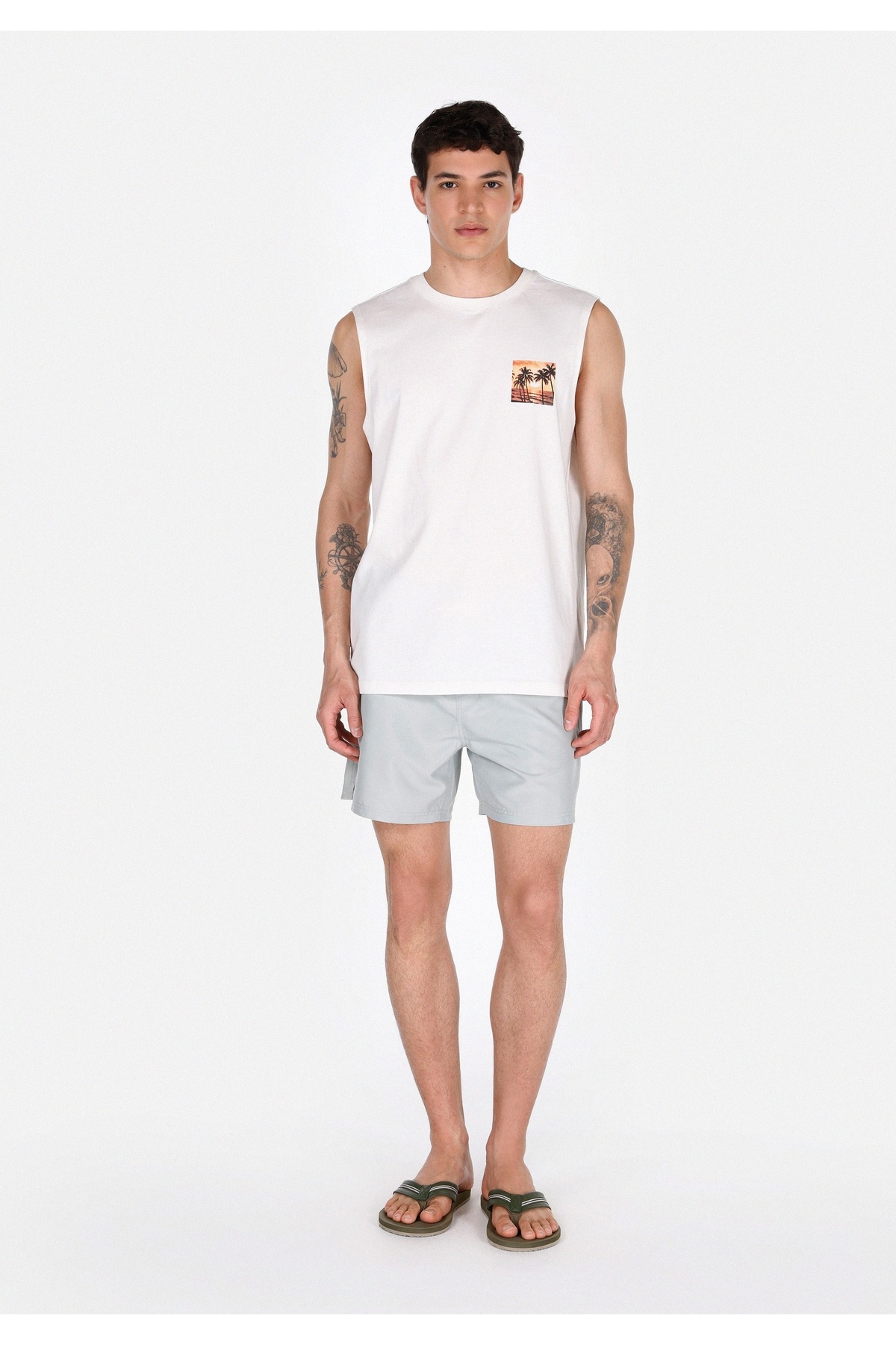 کالینز شلوارک شنا مردانه ساده و باریک سبز