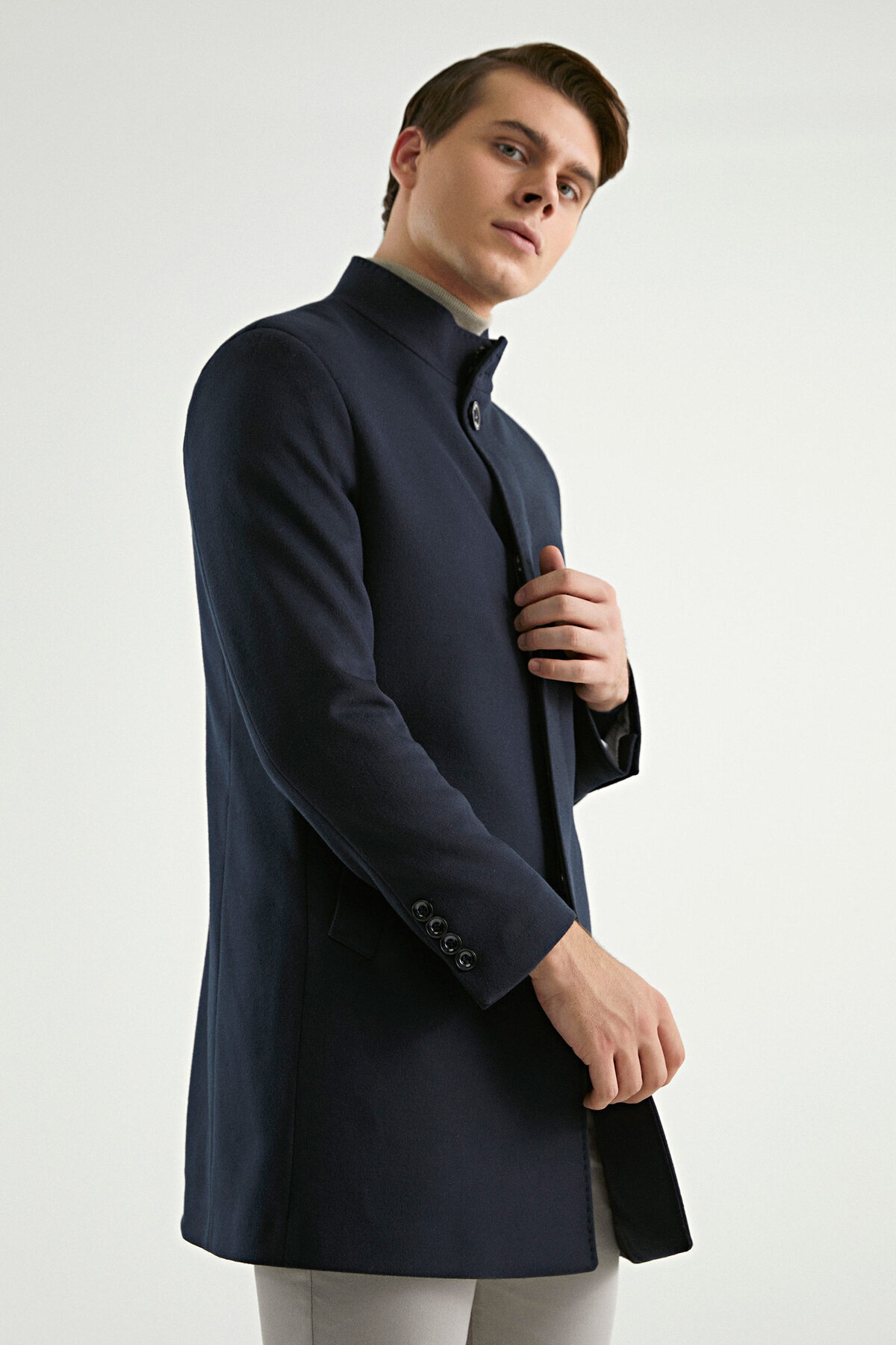 Twn-Slim Fit Navy Blue Coat 5