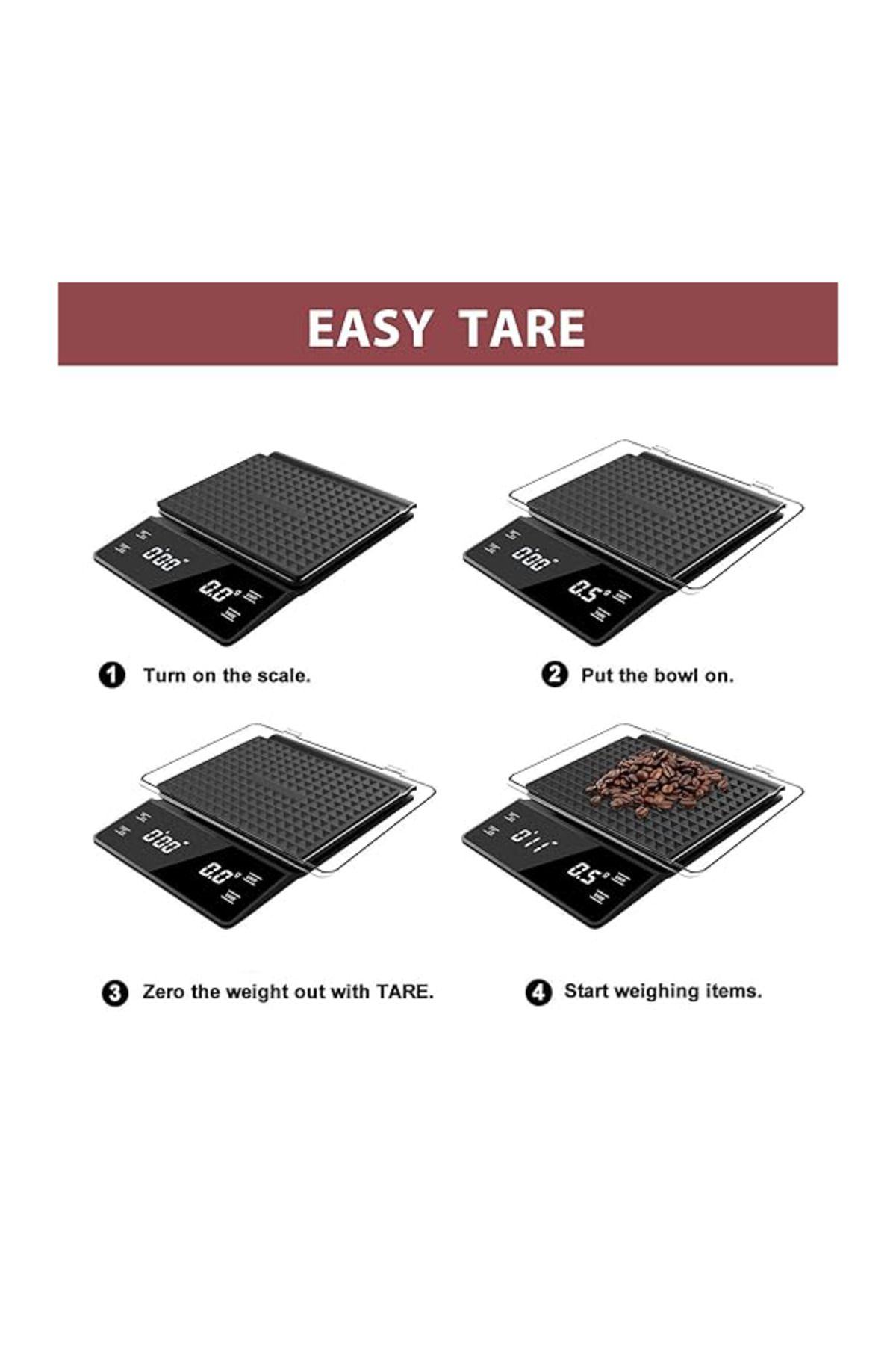 Generic-TLOG Digital Coffee Scale with Timer and Backlit LCD, Easy-Touch Digital Food Scale 3kg - 0.1g (Batt 2