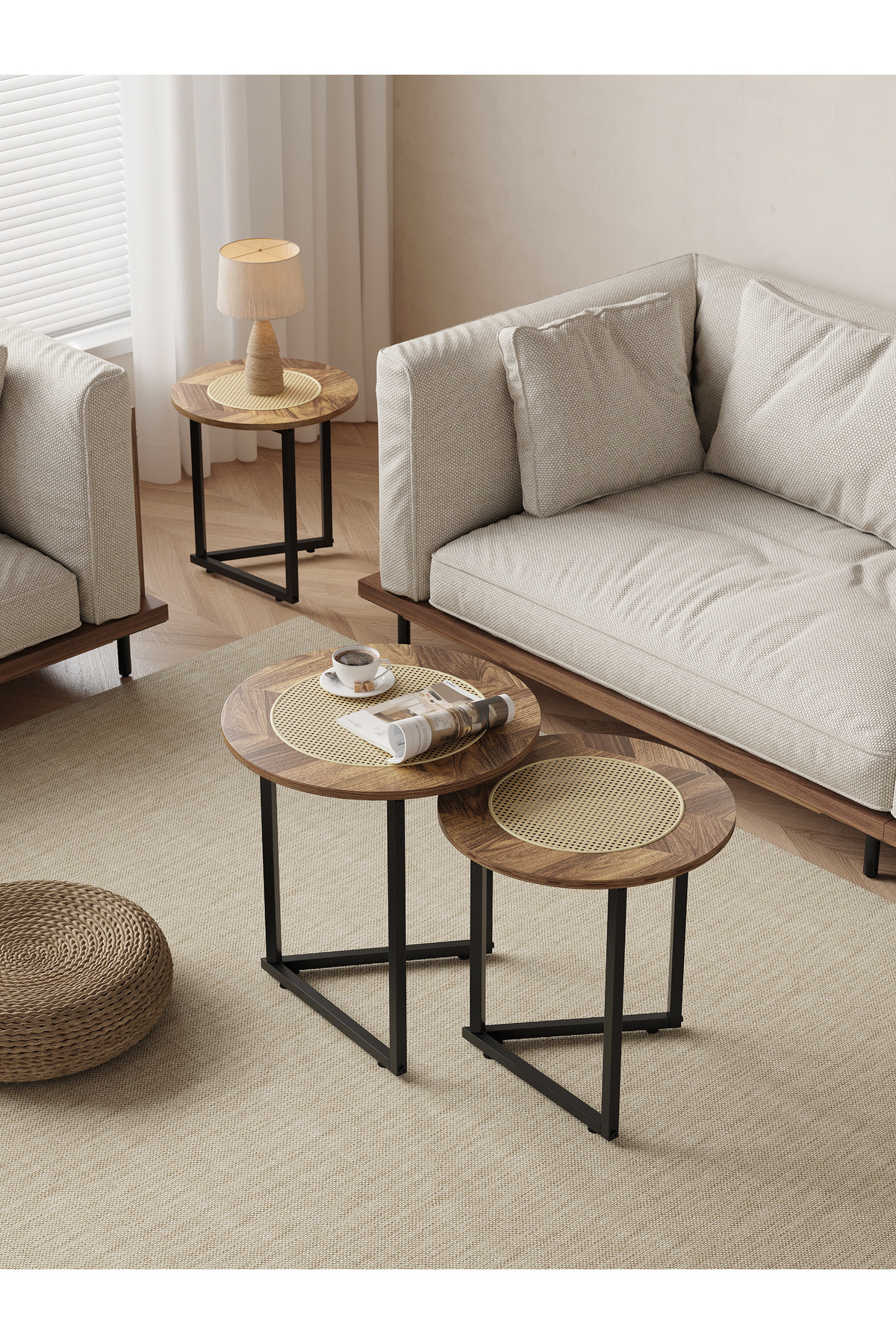 Un-Set of 3 coffee tables with a luxurious design and a natural touch that fits every corner 2