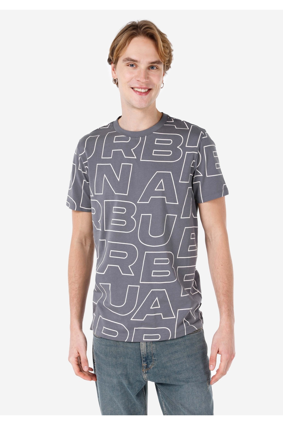 کالینز تی‌شرت آستین کوتاه مردانه طرح آنتراسیت یقه گرد بافتنی معمولی