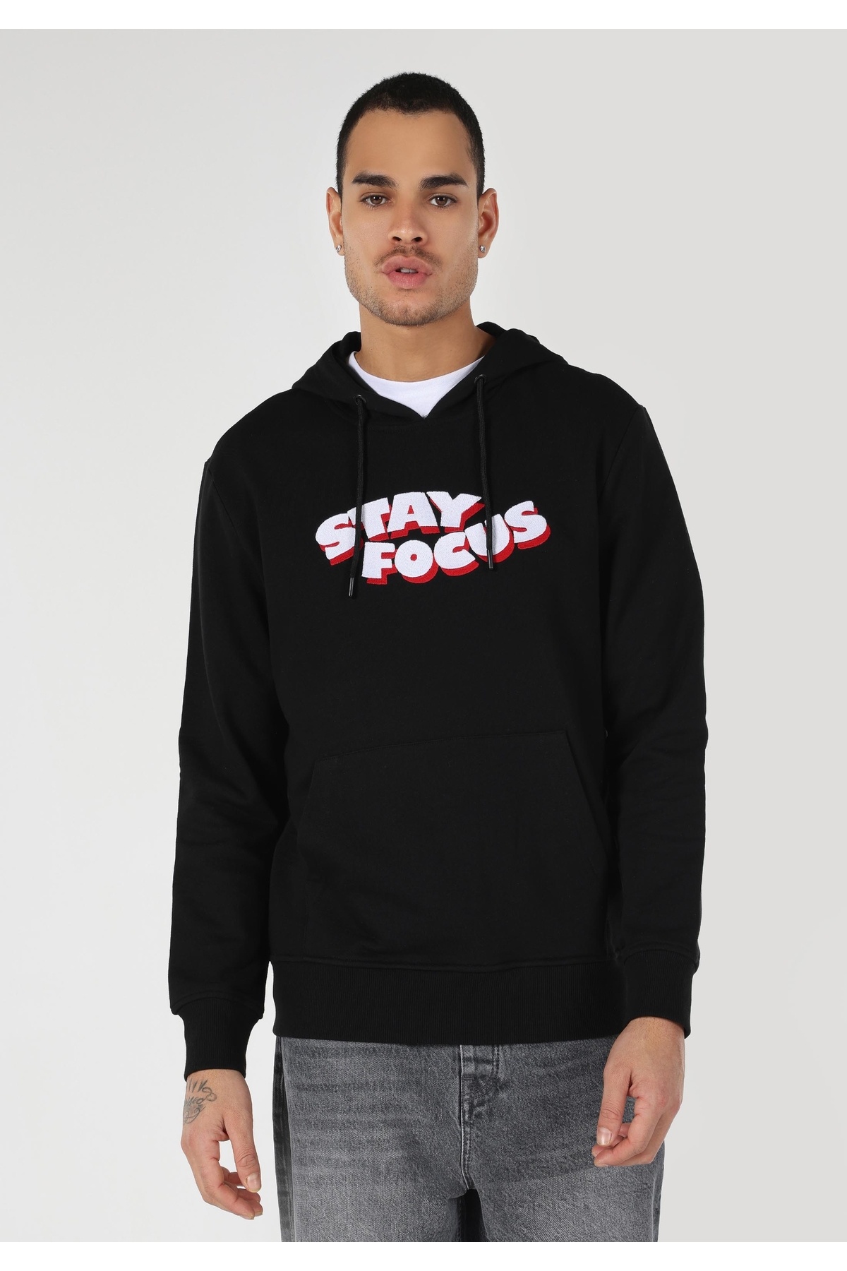 کالینز سویشرت مشکی مردانه Regular Fit