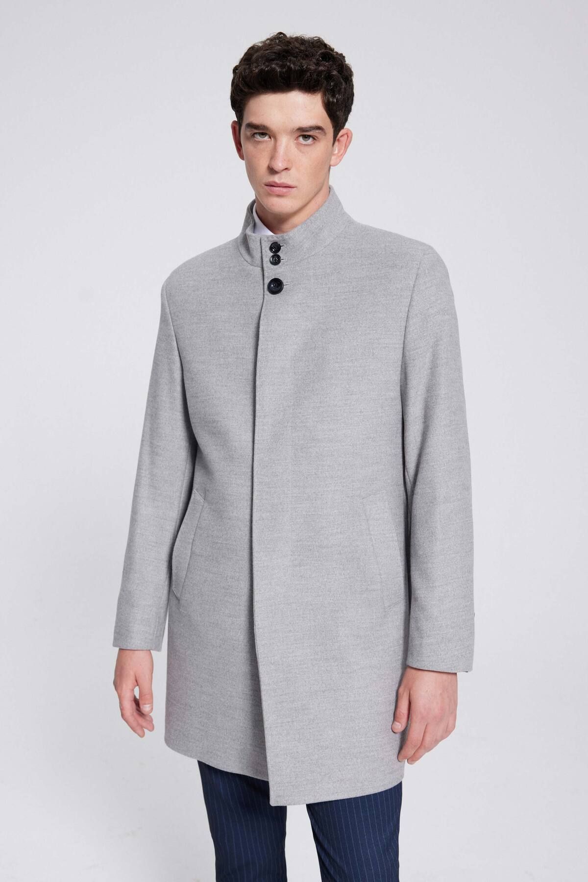 Twn-Slim Fit Gray Coat 1