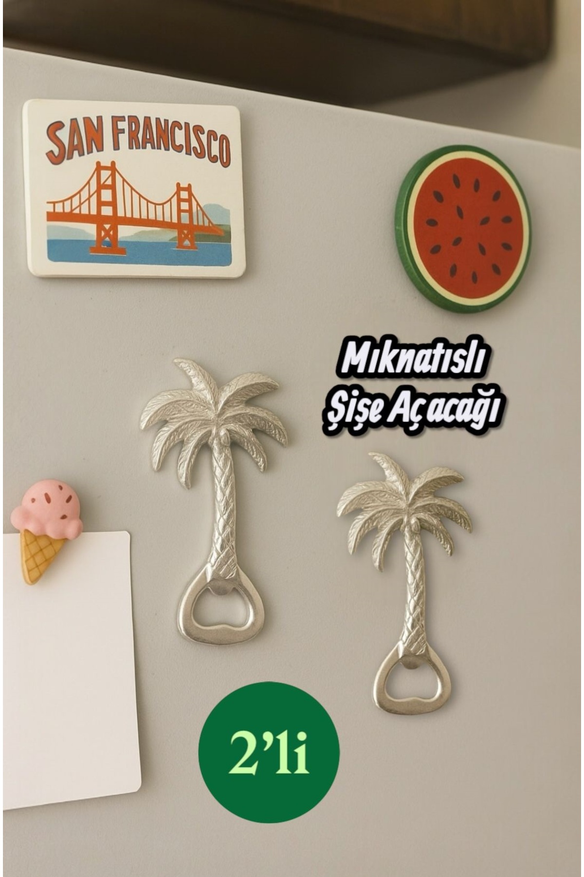2 PCS Palm Bottle Opener Magnetic Silver