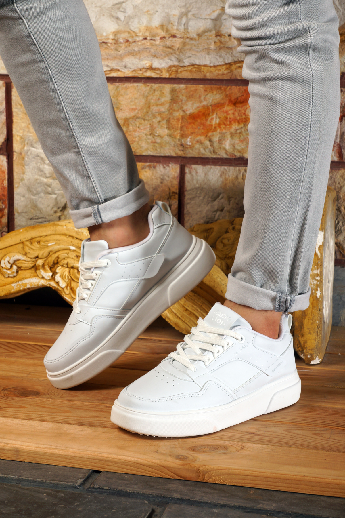 Jack Lion Erkek Beyaz Ortopedik Günlük Şık Tasarımlı Rahat Kalıp Sneaker Ayakkabı Efgjlmx30 görsel 4