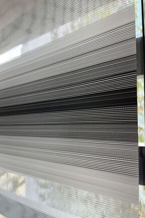 DecoViva Zebra Stor Perde 4000 Geniş Pliseli Siyah Gri Beyaz Geçişli Ev Ofis ...