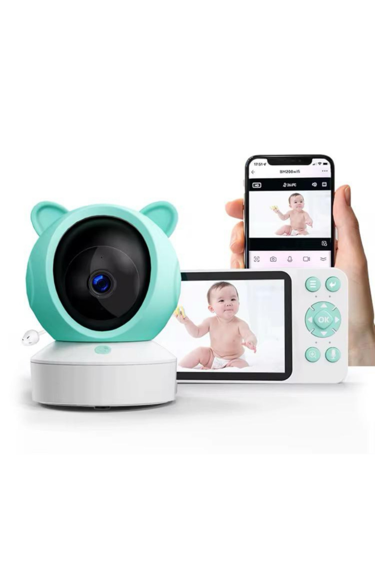 CROW'S TECH LCD Ekranlı Gece Görüşlü Bebek İzleme Kamerası Uzaktan Mobil Kontrol Kayıt Özelliği+Telsiz Konuşma fotoğrafı 2 (önizleme)