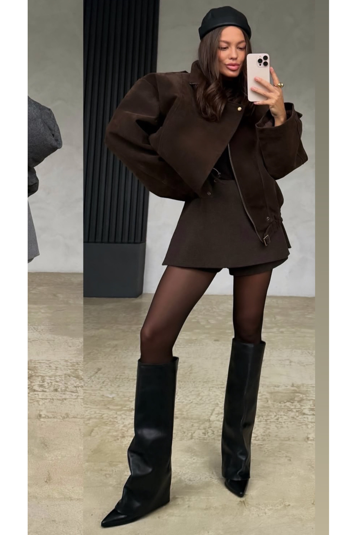 MYVOLANTE  Kadın Tozluk Detaylı Topuklu Siyah Çizme - Görsel 5