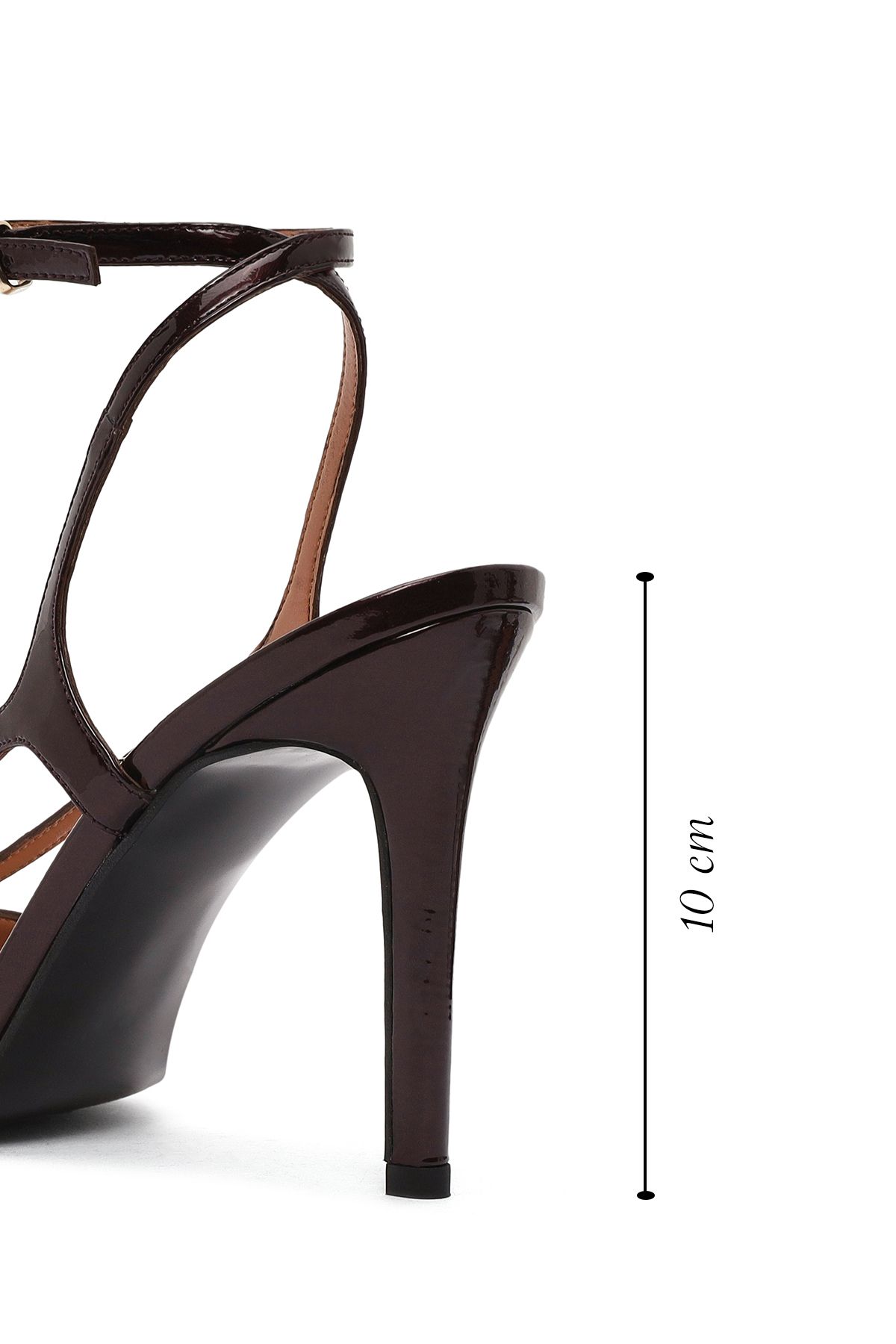 Derimod-Women's Burgundy Ankle Strap High Thin Heels Shoes Genuine Leather Sandals 25Sfd161516 2