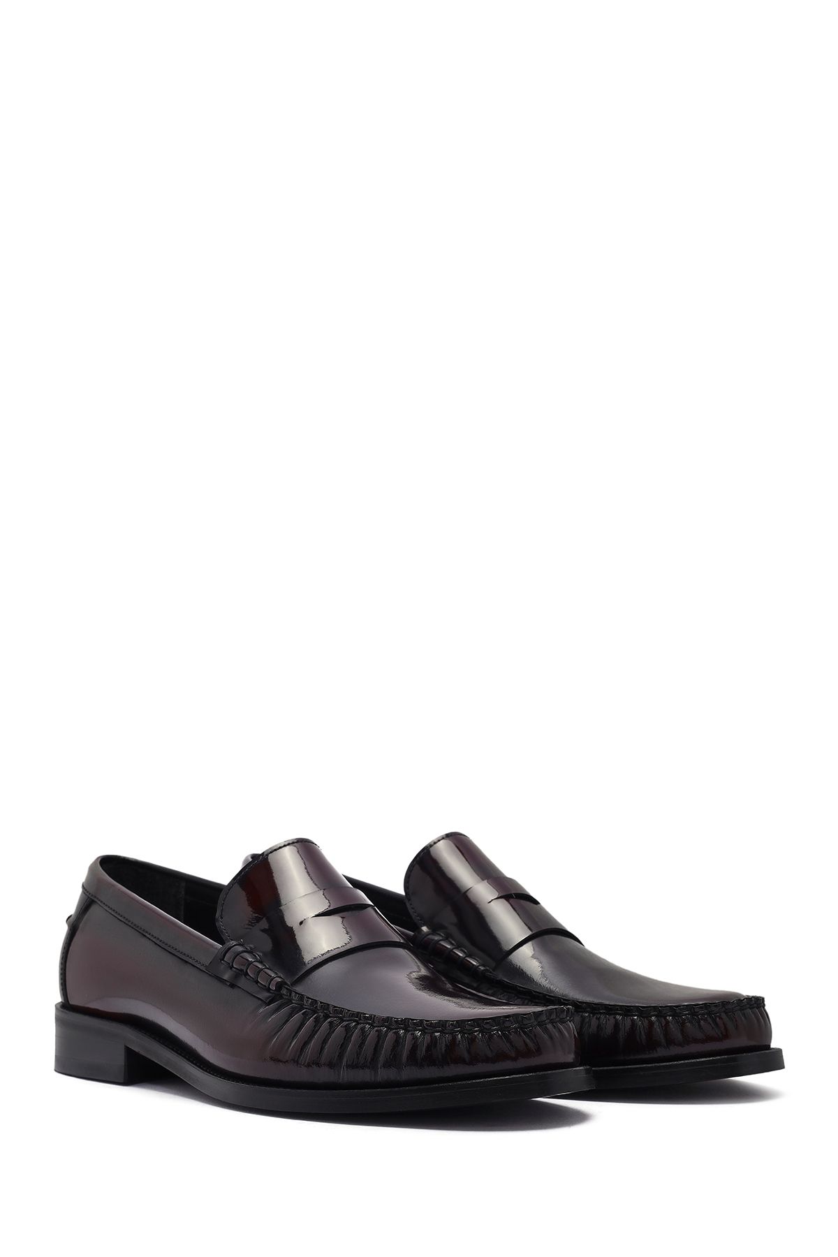 Derimod-Men's Burgundy Leather Genuine Leather Classic Penny Loafer Shoes 25Sfd621122 3
