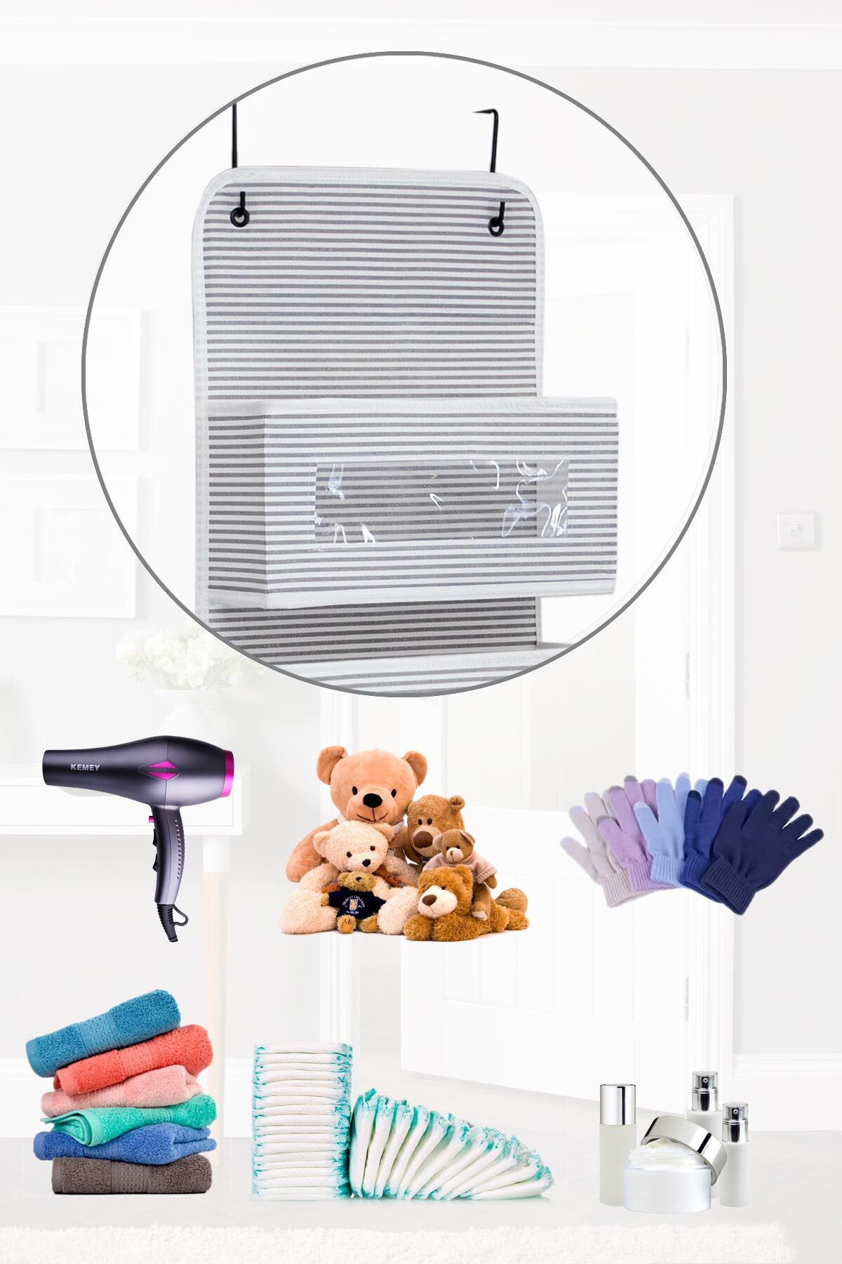 Helen's Home 6 Katlı Kapı Arkası Düzenleyici Raf Bebek Eşyası Çocuk Odası Banyo Organizer 133x29 Cm fotoğrafı 2 (önizleme)