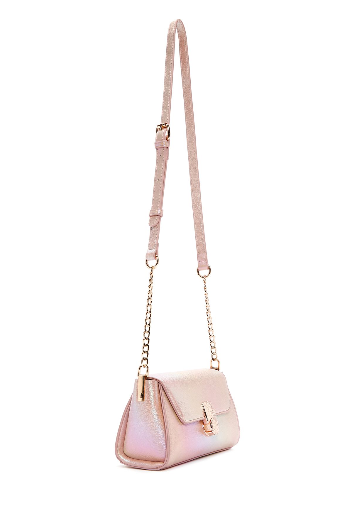 Derimod-Women's Pink Metallic Patent Leather Mini Crossbody Bag 25Sbd 280123 6