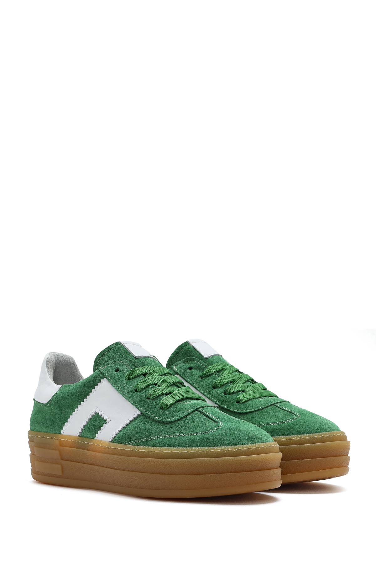 Derimod-Women's Green Lace-Up Suede Leather Sneaker 25Sfd 371710 3