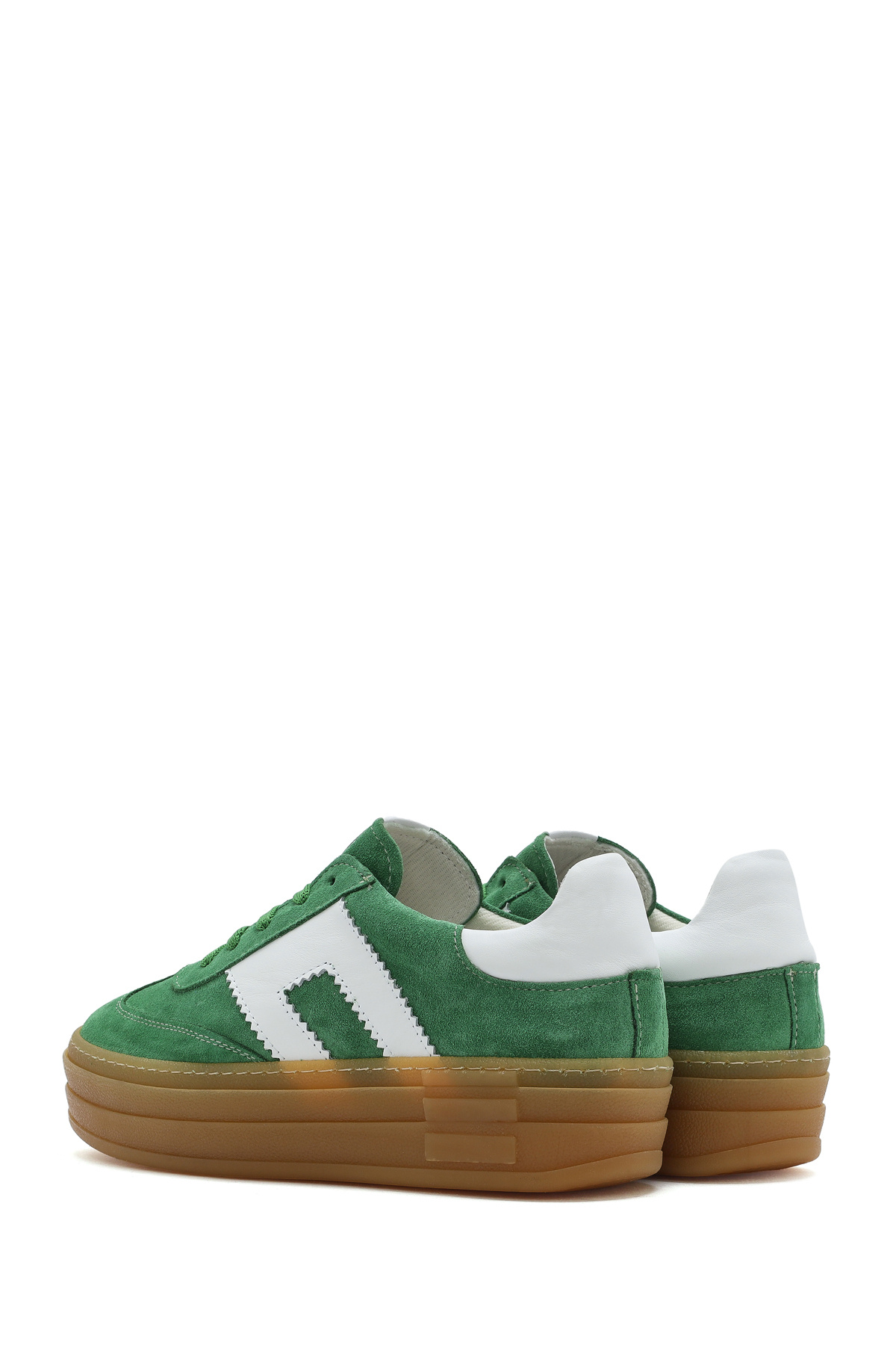 Derimod-Women's Green Lace-Up Suede Leather Sneaker 25Sfd 371710 5