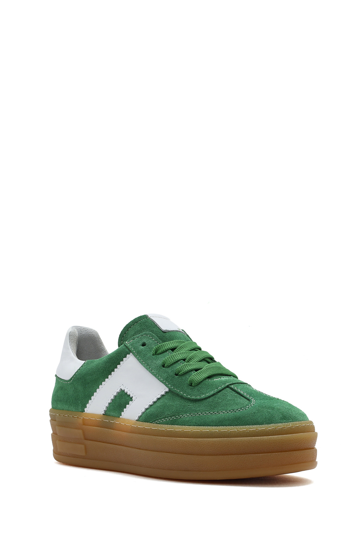 Derimod-Women's Green Lace-Up Suede Leather Sneaker 25Sfd 371710 6