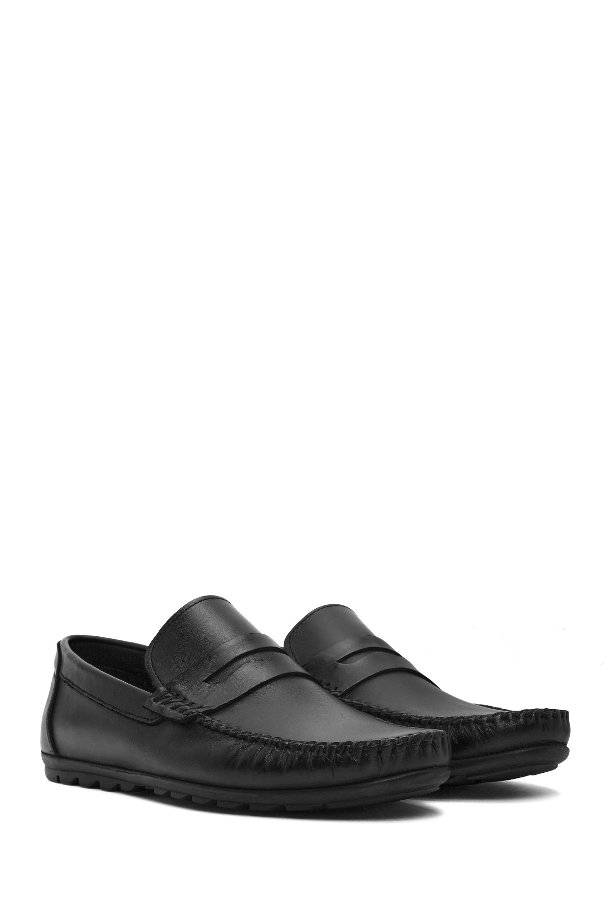 Derimod-Pánské černé kožené boty z pravé kůže pro volný čas Penny Loafer Boty pro každodenní nošení 25SFD755018 3