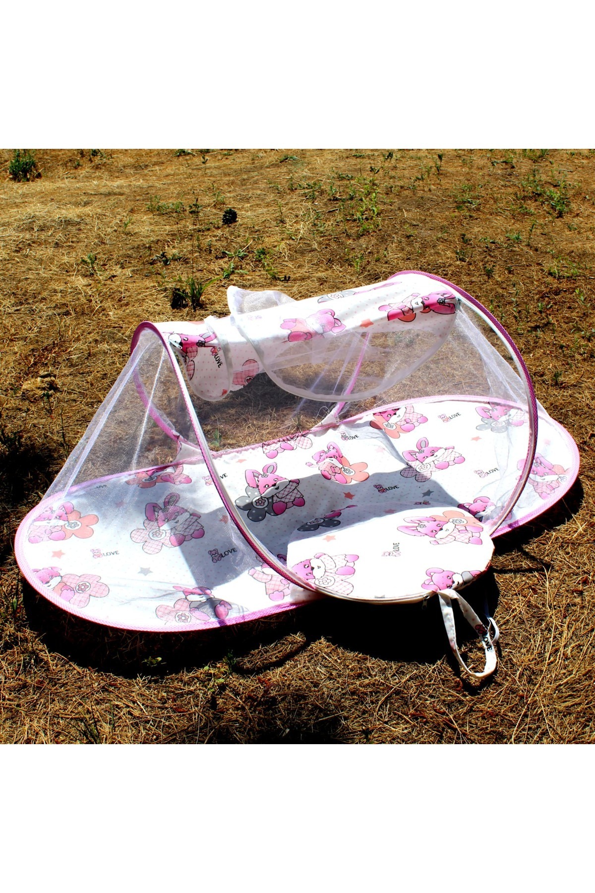 SerSev Katlanabilir Bebek Cibinlik Çantalı Bebek Tül Sineklik Haşere Koruyucu Bebek Gölgelik 120-60 cm fotoğrafı 3 (önizleme)