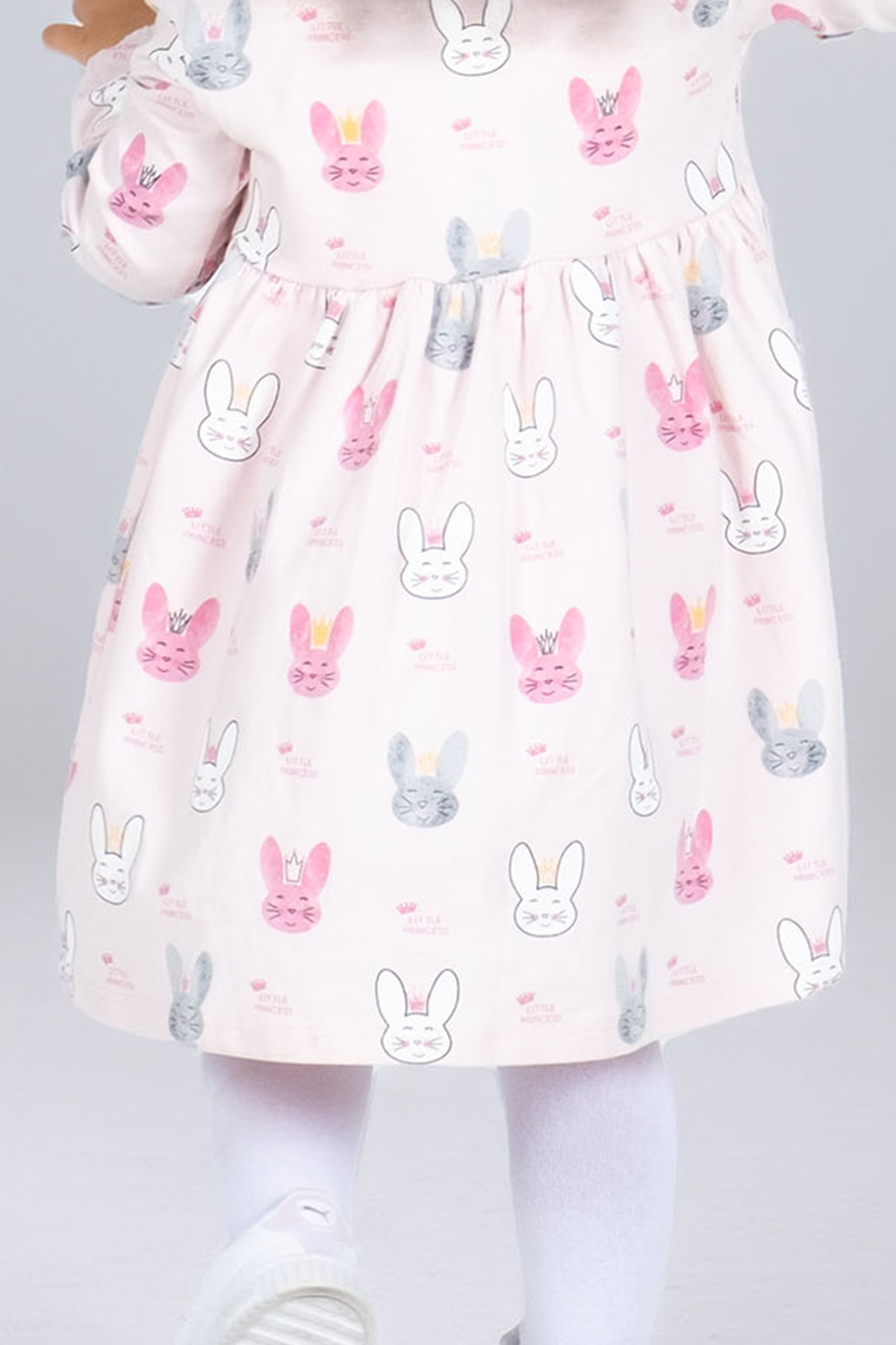 Kyron Kız Bebek Tavşan Desenli Elbise - Pembe - %100 Pamuk fotoğrafı 3 (önizleme)