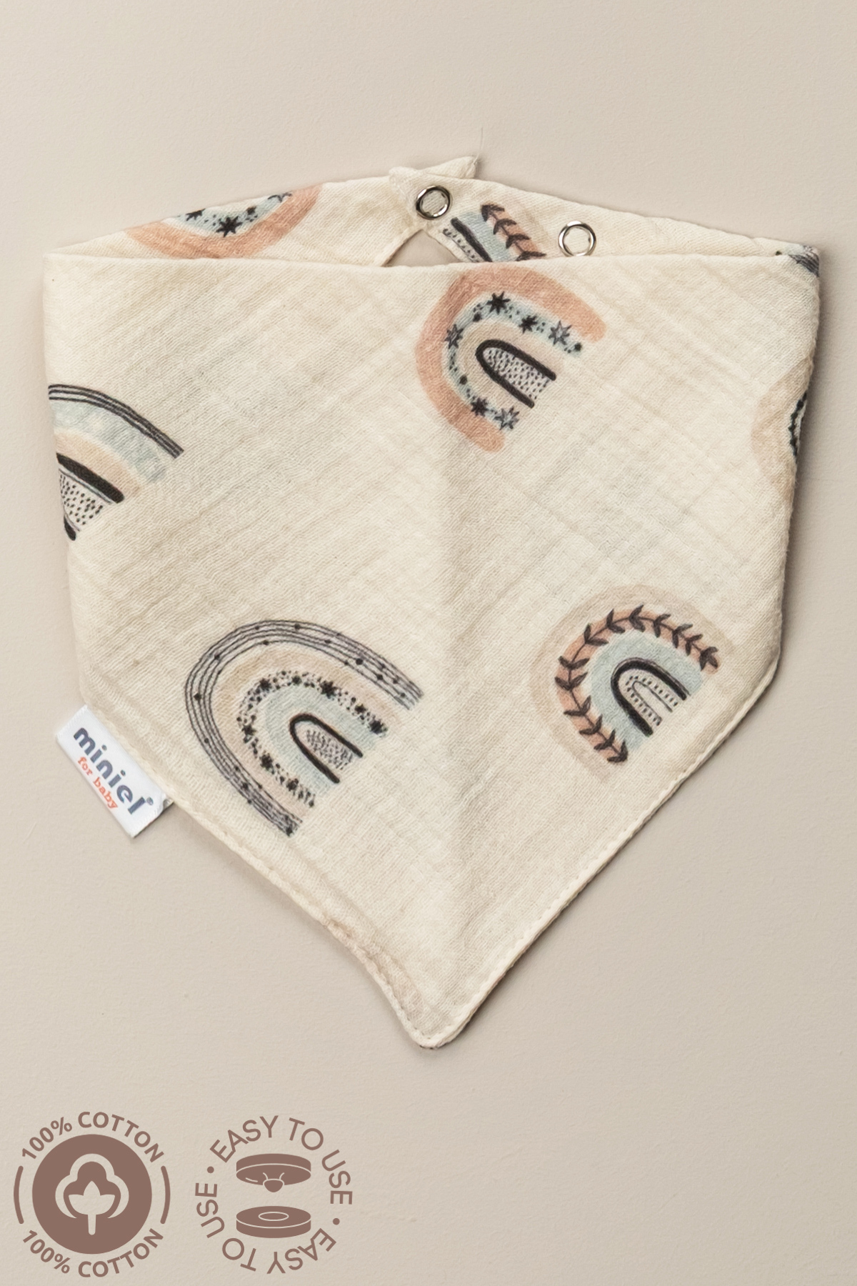 Miniel Unisex Bebek %100 Organik Pamuklu Baskılı Müslin Kumaş Bebek Salya Önlük & Fular 4Lü Set fotoğrafı 3 (önizleme)