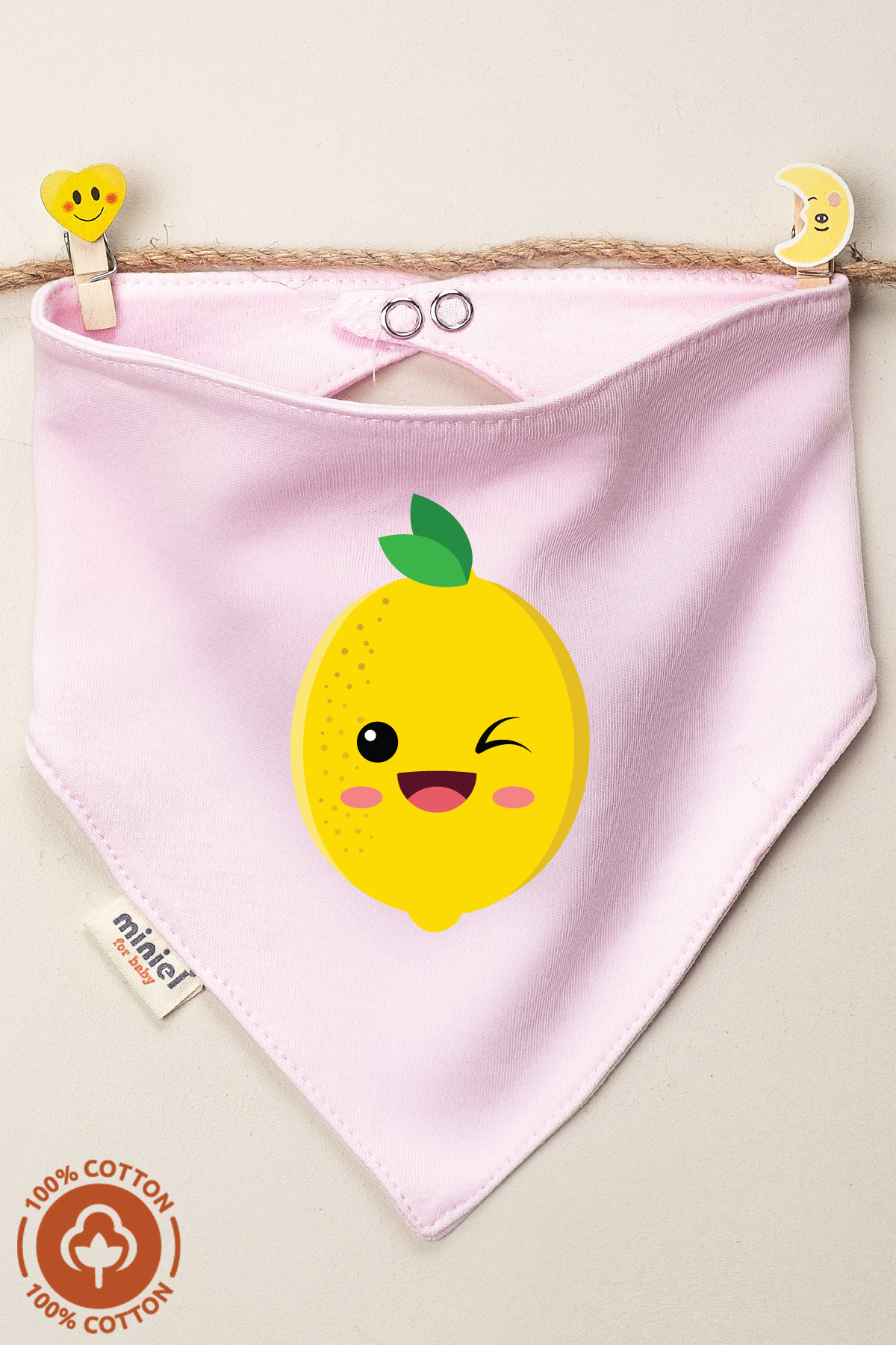 Miniel Unisex Bebek Yenidoğan Penye Organik Pamuklu Meyve Baskılı Bebek Önlüğü 3'lü Set fotoğrafı 2 (önizleme)