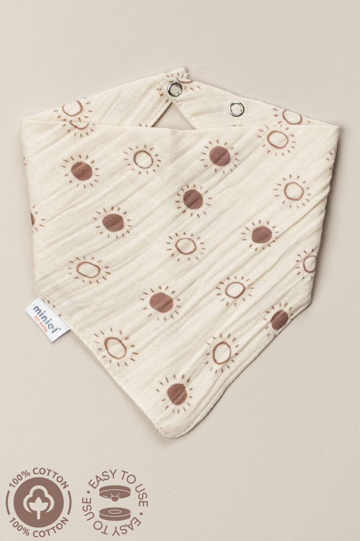 Miniel Unisex Bebek %100 Organik Pamuklu Baskılı Müslin Kumaş Bebek Salya Önlük & Fular 4Lü Set fotoğrafı 4 (önizleme)