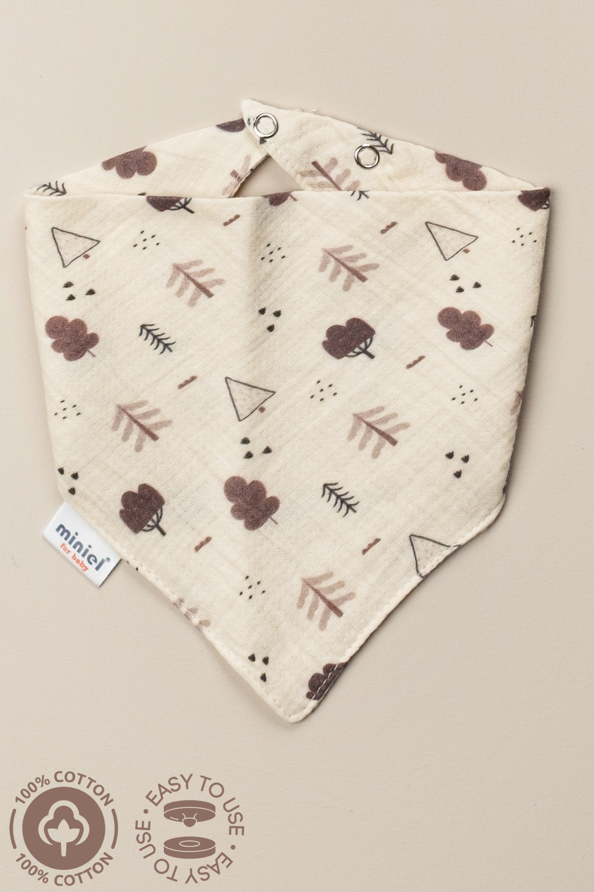 Miniel Unisex Bebek %100 Organik Pamuklu Baskılı Müslin Kumaş Bebek Salya Önlük & Fular 4Lü Set fotoğrafı 6 (önizleme)