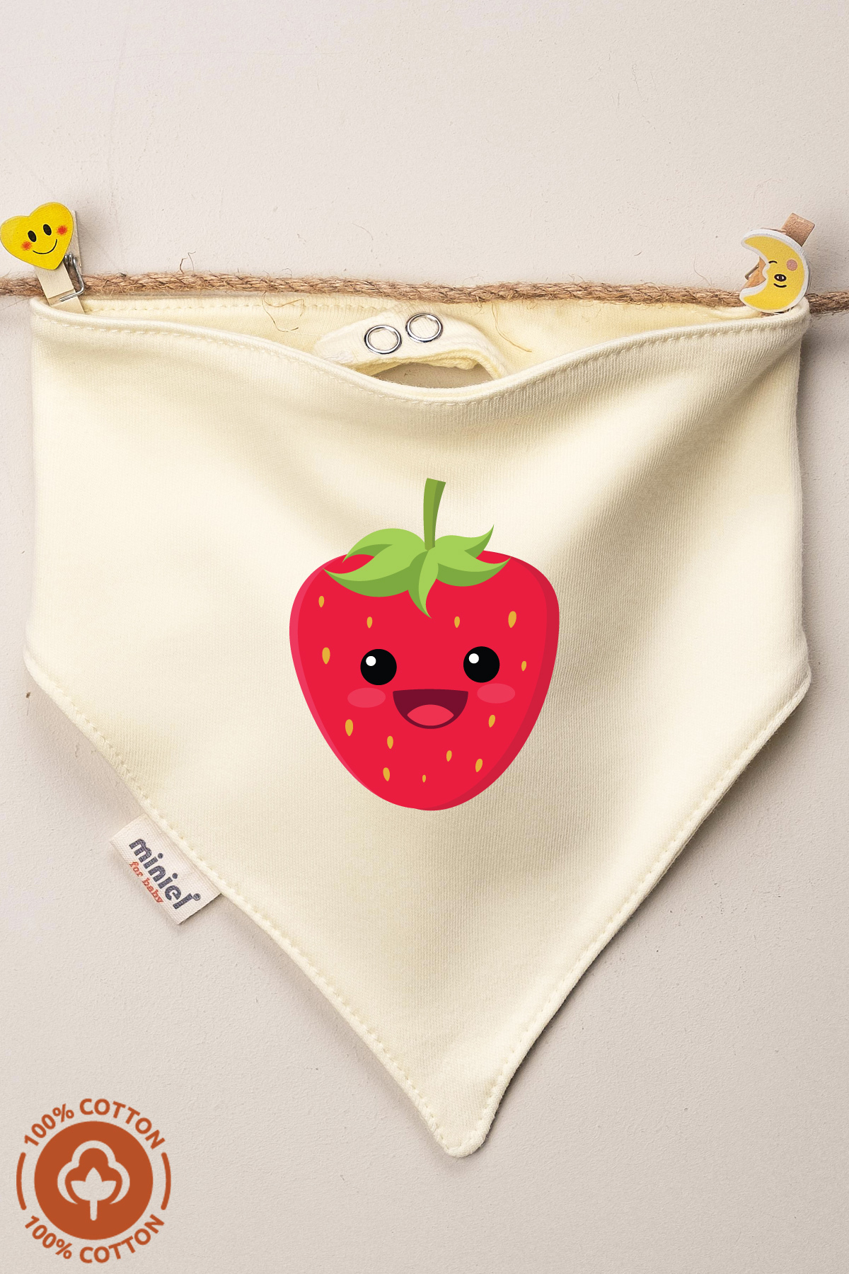 Miniel Unisex Bebek Yenidoğan Penye Organik Pamuklu Meyve Baskılı Bebek Önlüğü 3'lü Set fotoğrafı 3 (önizleme)