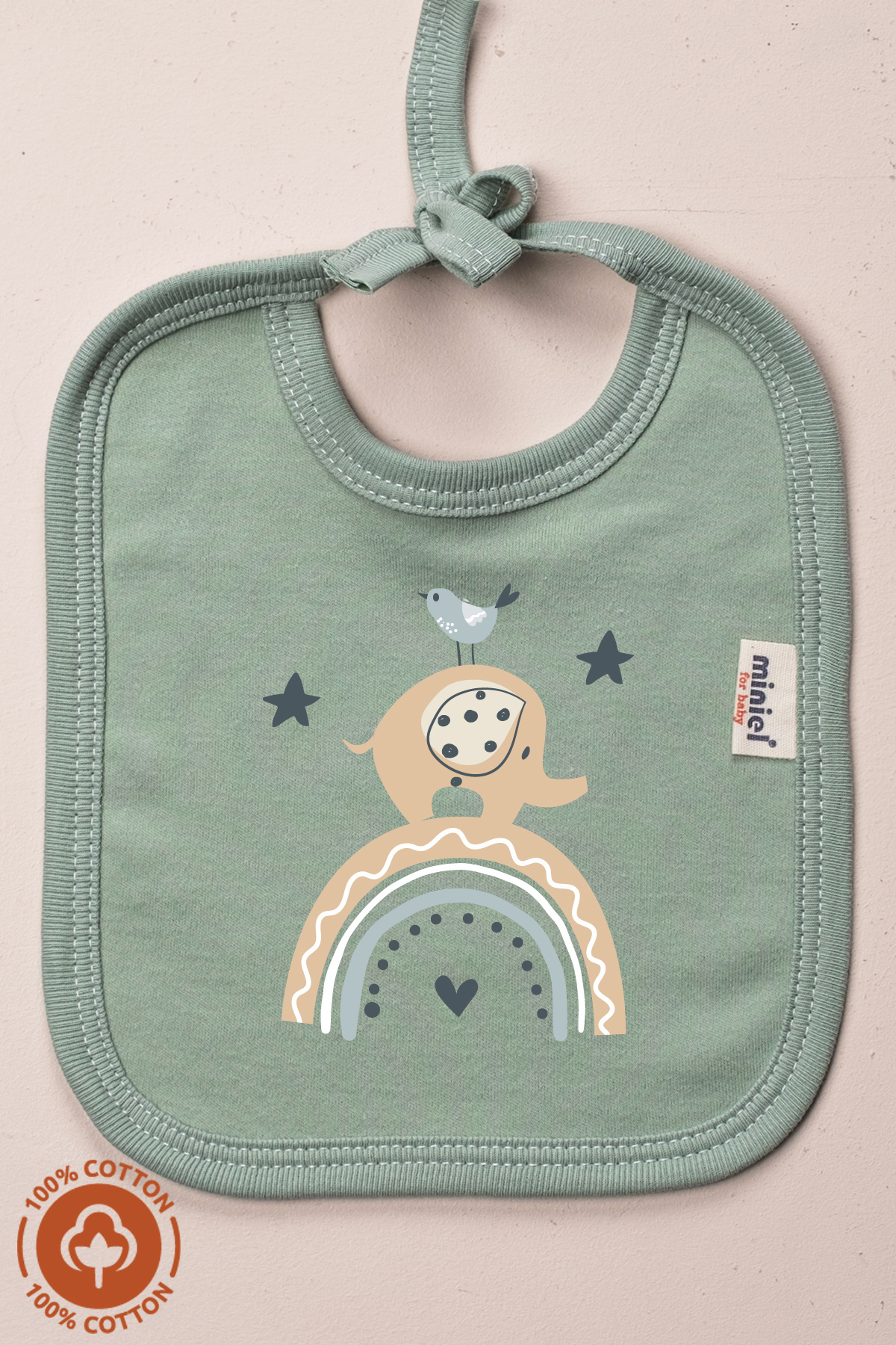 Miniel Unisex Bebek Yenidoğan Penye Organik Pamuklu Fil Baskılı 0-3 Ay Bebek Önlüğü 3'Lü Set fotoğrafı 4 (önizleme)