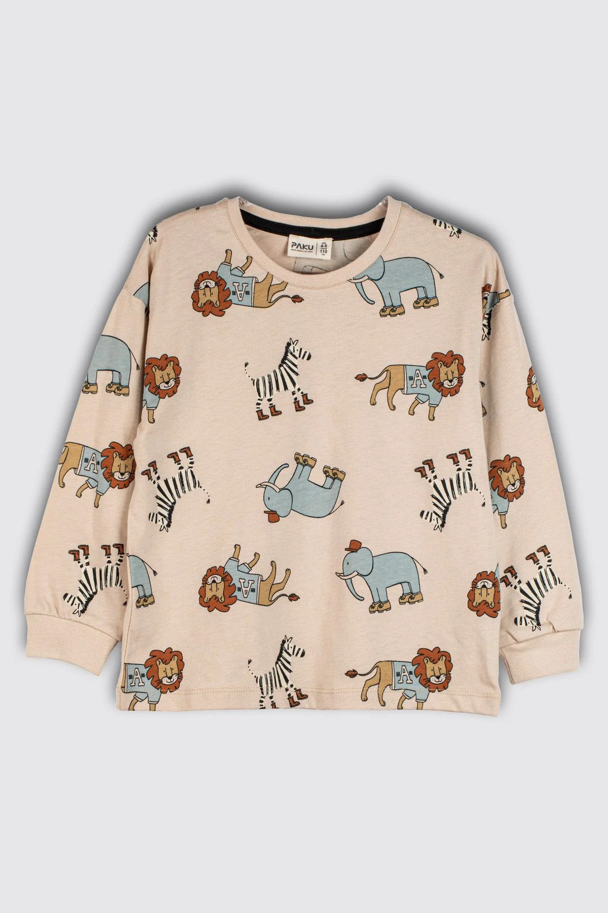 zuzunga Sevimli Animal (Aslan-Zebra-Fil) Desenli Erkek Pijama Takımı fotoğrafı 2 (önizleme)