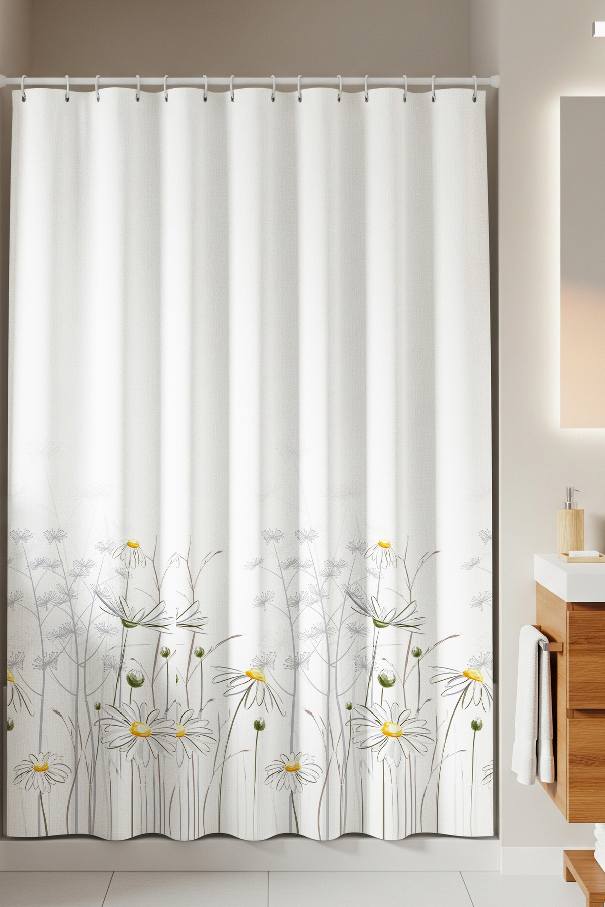 Tropikhome Duş Perdesi Seti, 12 Adet C Halka Hediyeli Banyo Perdesi-banyo Duş Perdeleri-banyo Aksesuarları