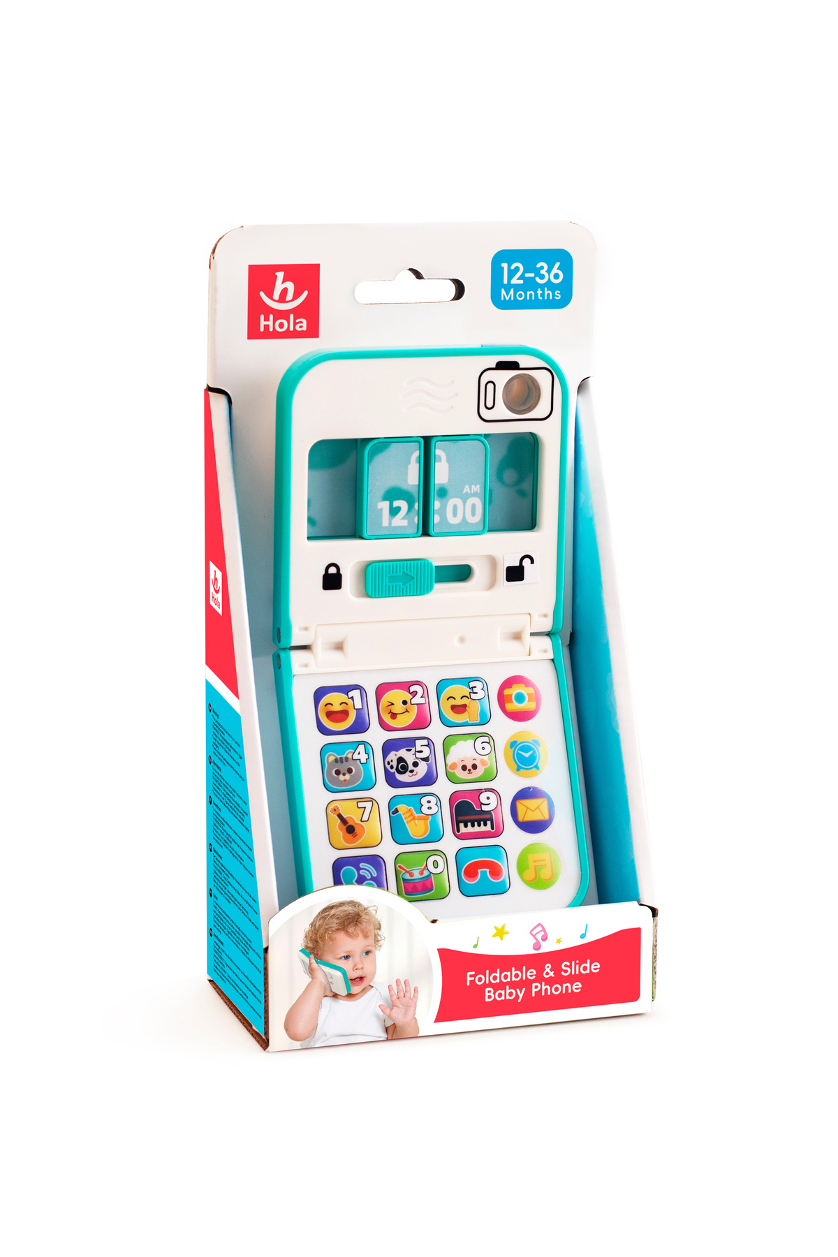 Hola-Foldable & Slide Baby Phone - Interactive Smartphone Toy with 40+ Songs, Sounds, and Activities 3