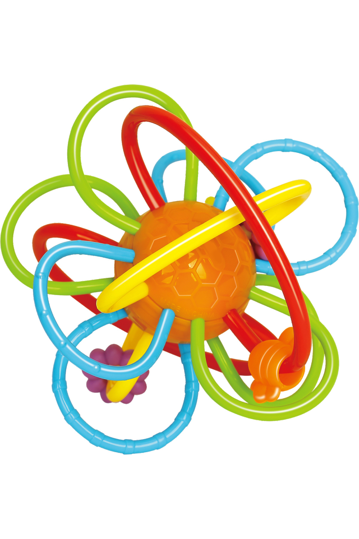 Hola-Honeycomb Teething Toy, Soft TPU Material for Gentle Gum Massage, Spinning Ball with Sound Effe 1