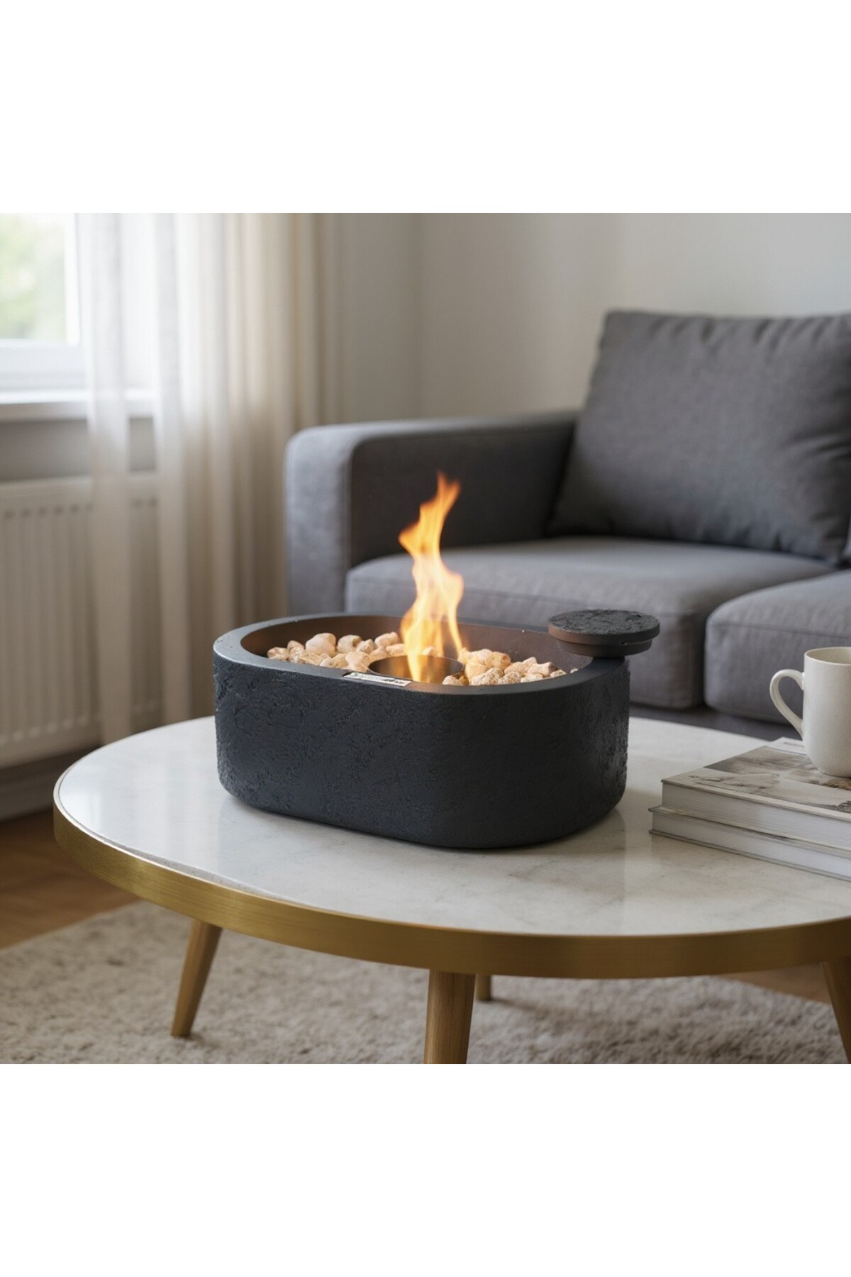 Concrete - Fire Pit - Oval - Anthracite