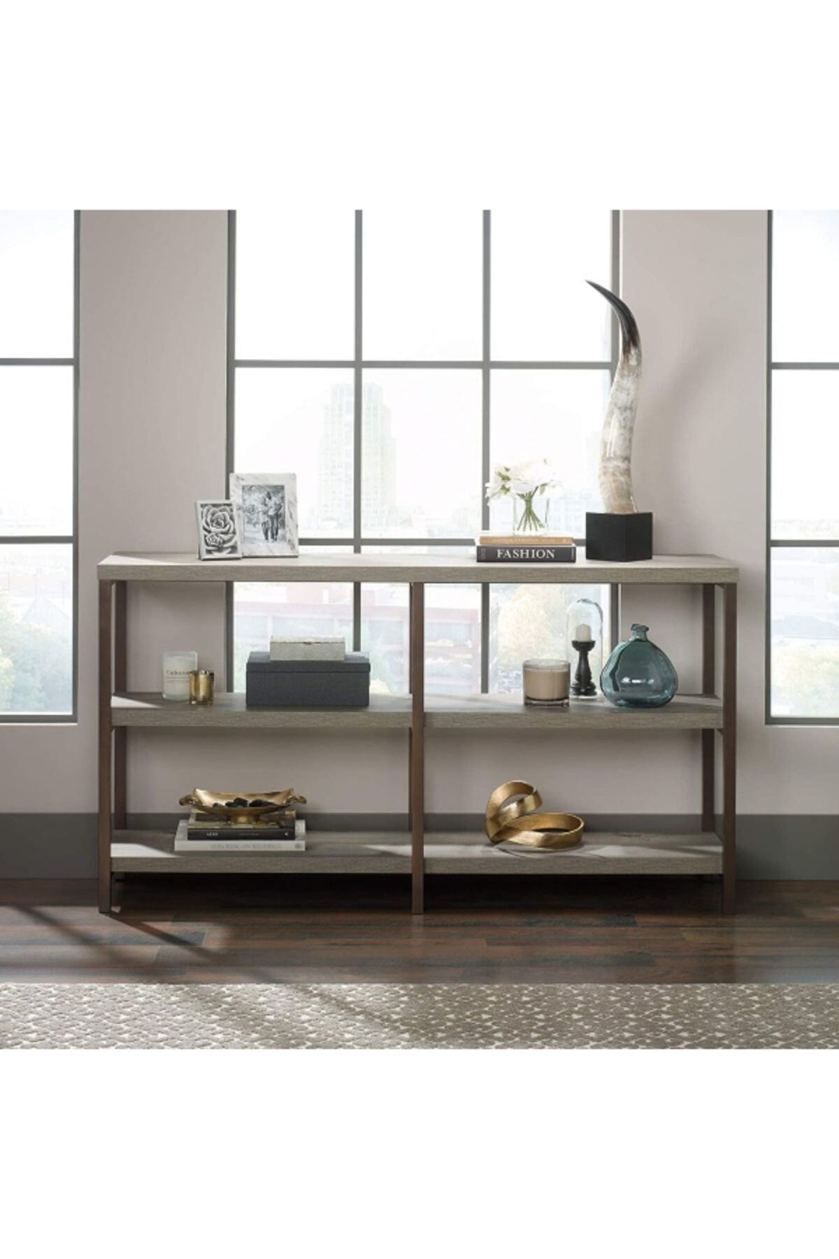 Sauder-Manhattan Gate Open Shelving Rectangular Console Table 4
