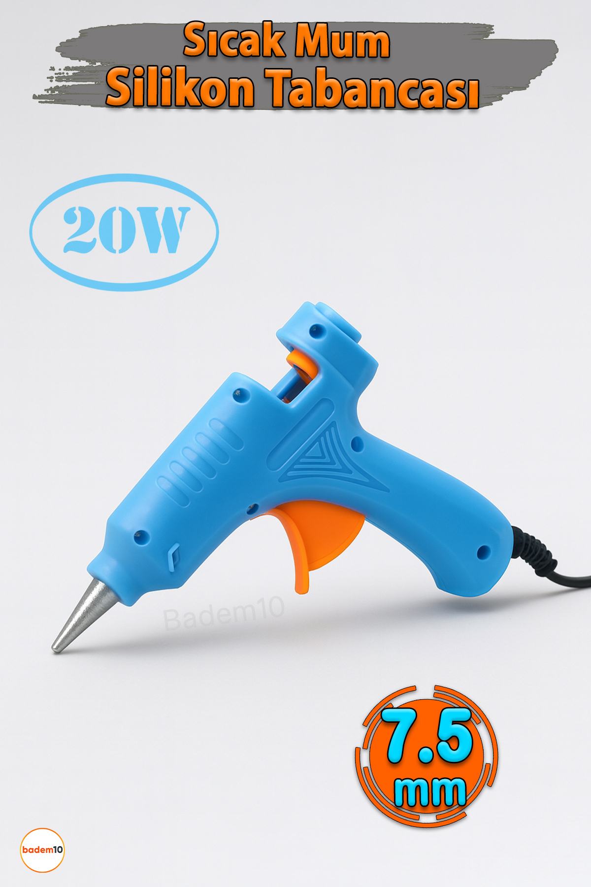 Badem10 7.5 mm 20W Sıcak İnce Mum Silikon Tabancası 190°C Hızlı Isınan Güçlü Yapıştırıcı Tabanca Ergonomik