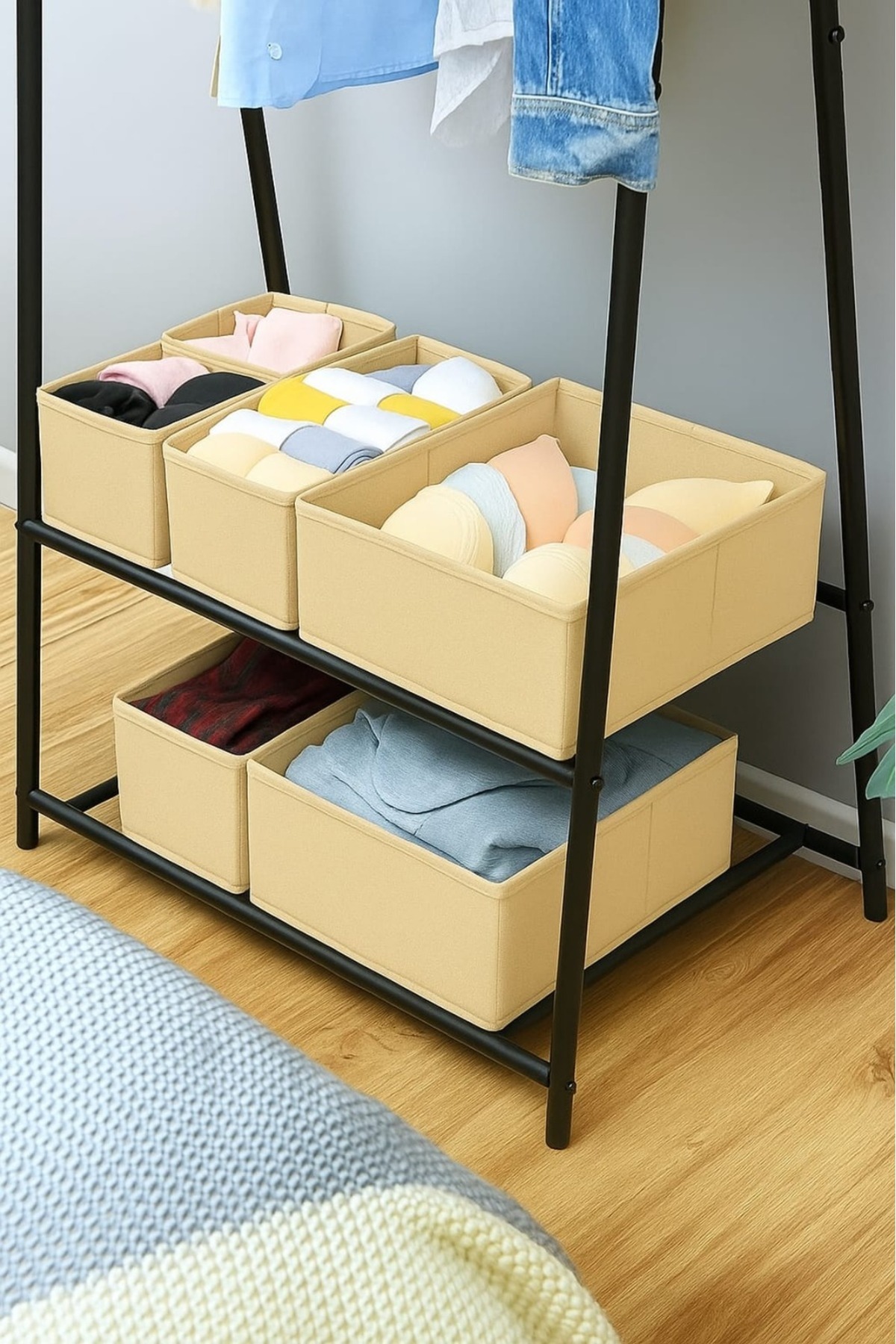 Spartek home textile 6-Pack Cream - Drawer Cabinet Organizer Box