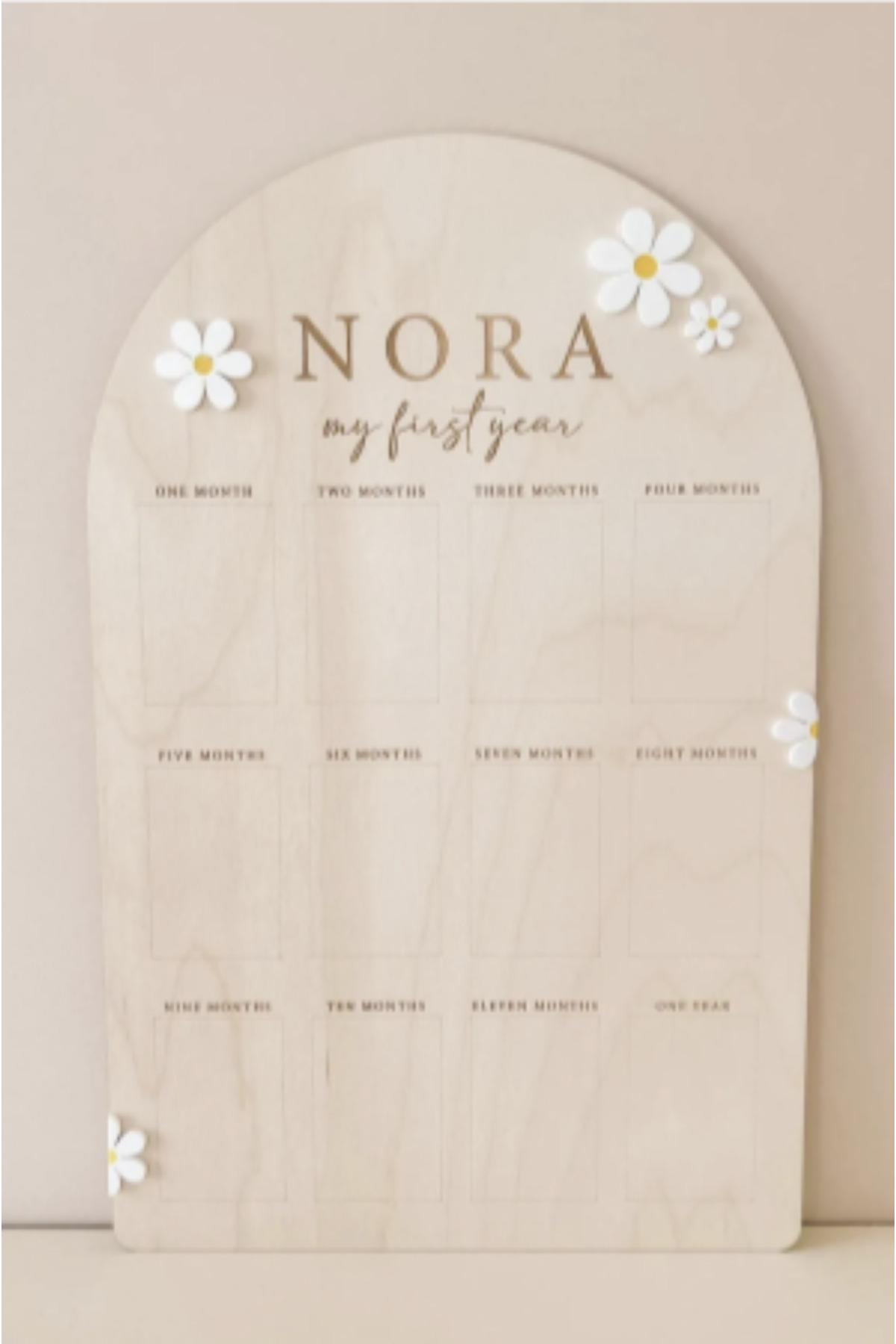 KLES My First Year- Kişiye Özel Benim Ilk Yılım Papatya Temalı Ahşap Bebek Anı Hatıra Albümü fotoğrafı 2 (önizleme)