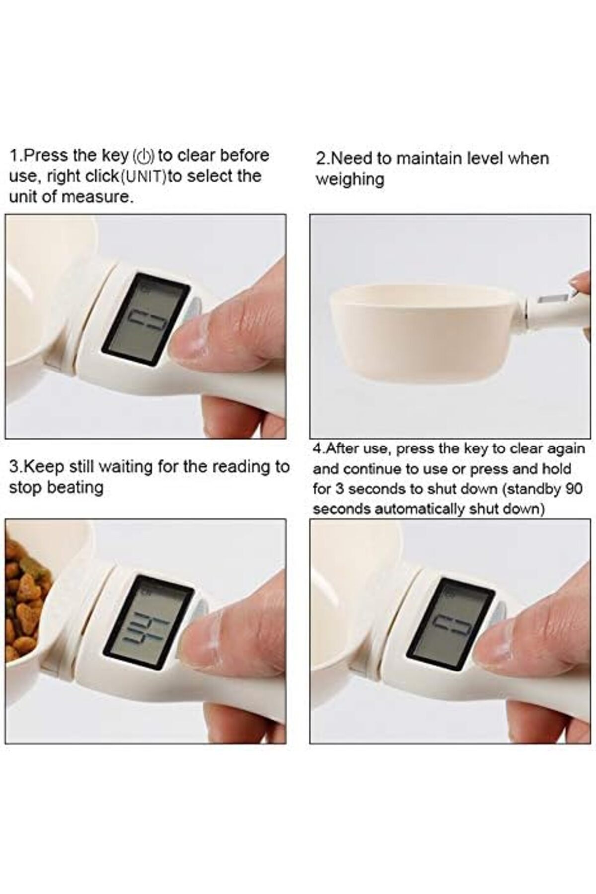 MACON-Digital Pet Food Measuring Scale 800 g / 250 ml with Clear Display Compact Precision 5