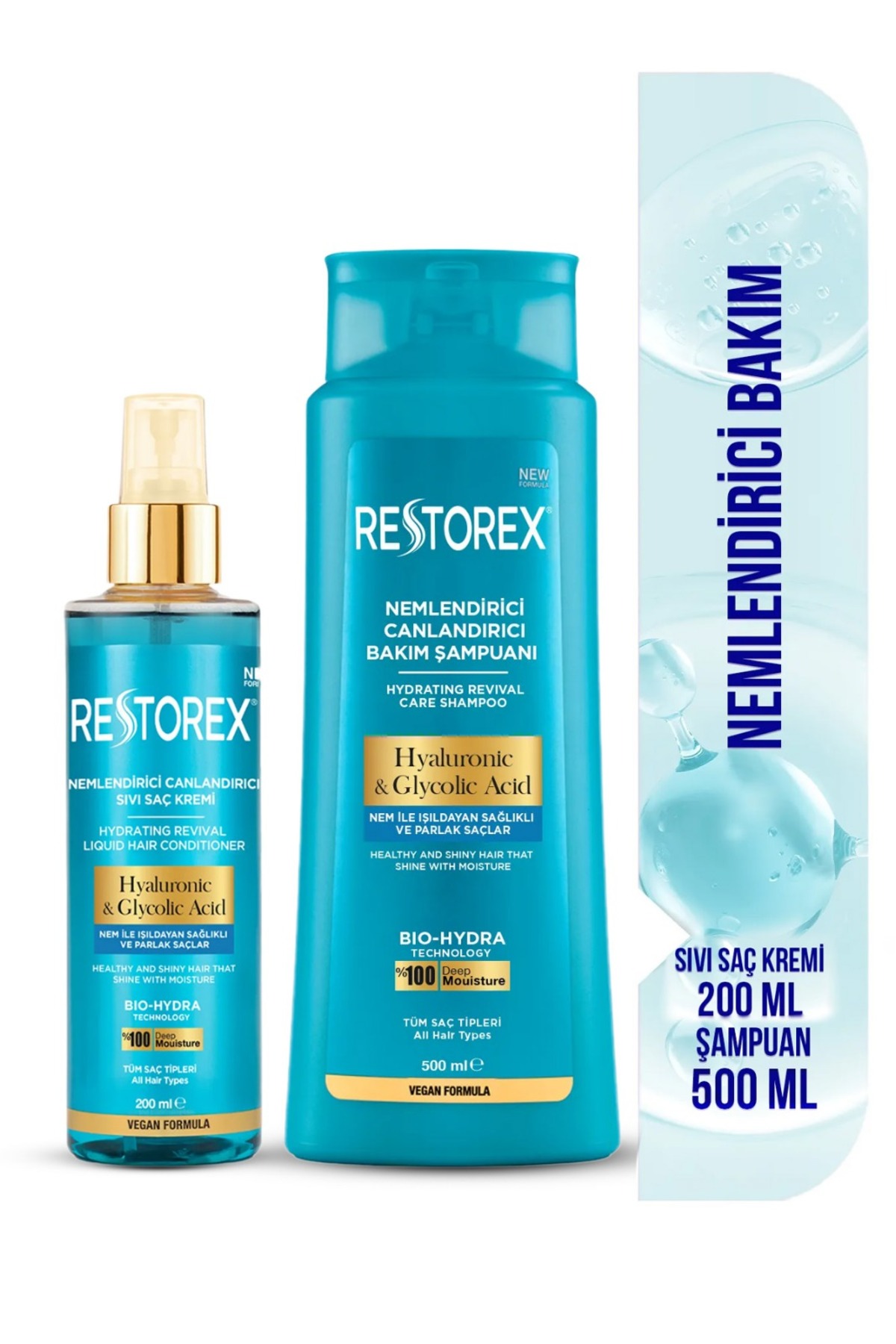 Restorex Hydra Nemlendirici Canlandırıcı Bakım Şampuanı + Sıvı Saç