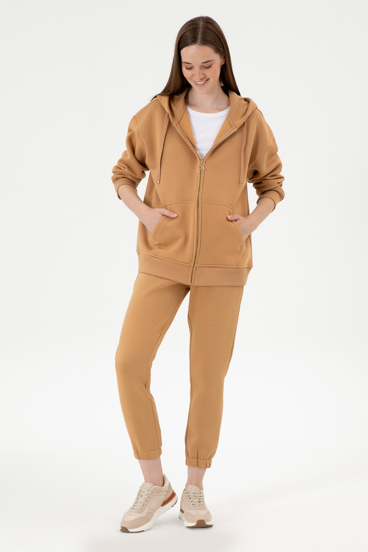 شلوار گرمکن آجدار شتری زنانه 50313581-VR015 3