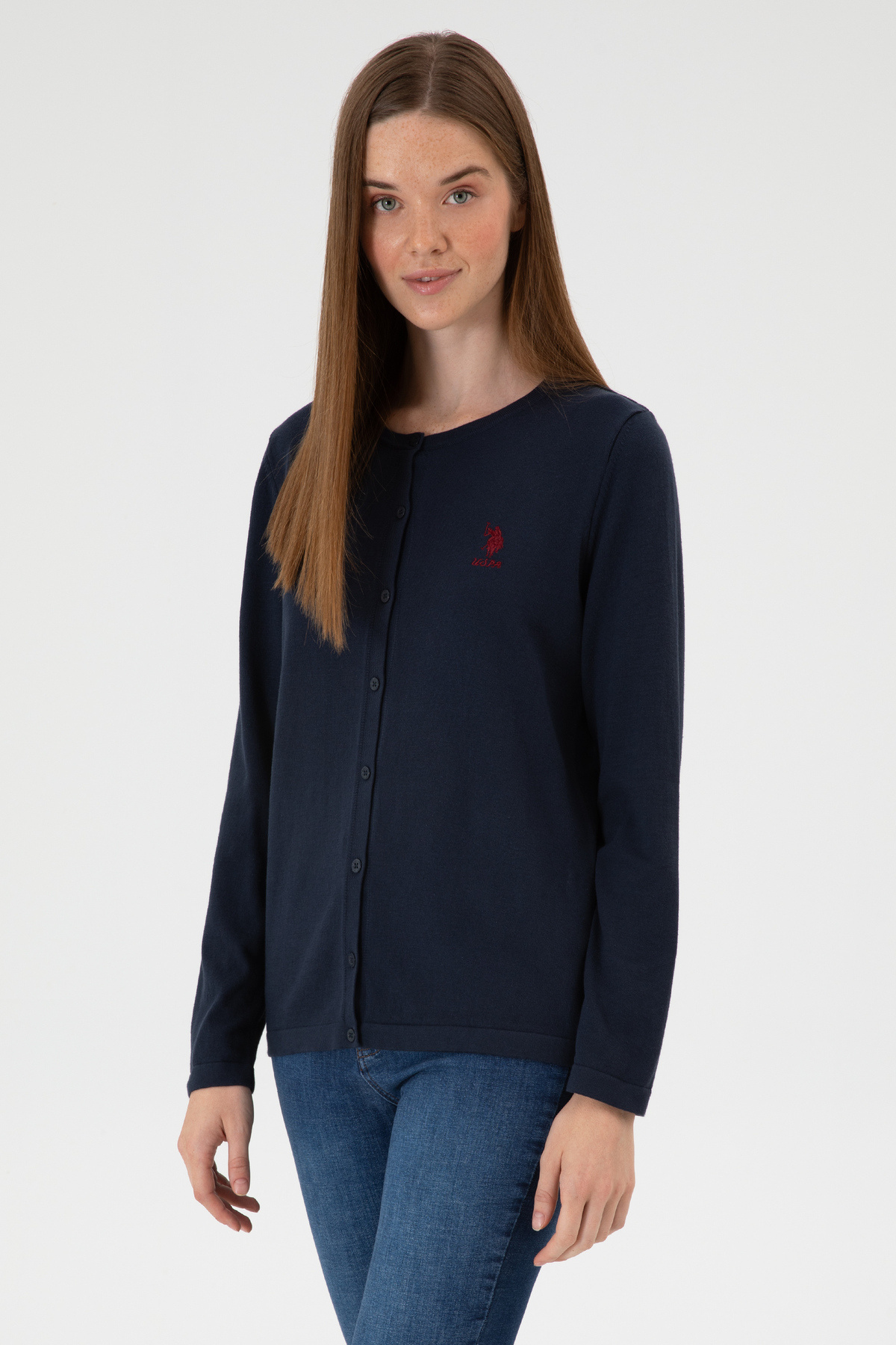 U.S. Polo Assn.  Kadın Lacivert Basic Triko Hırka 50313624-VR033 - Görsel 3