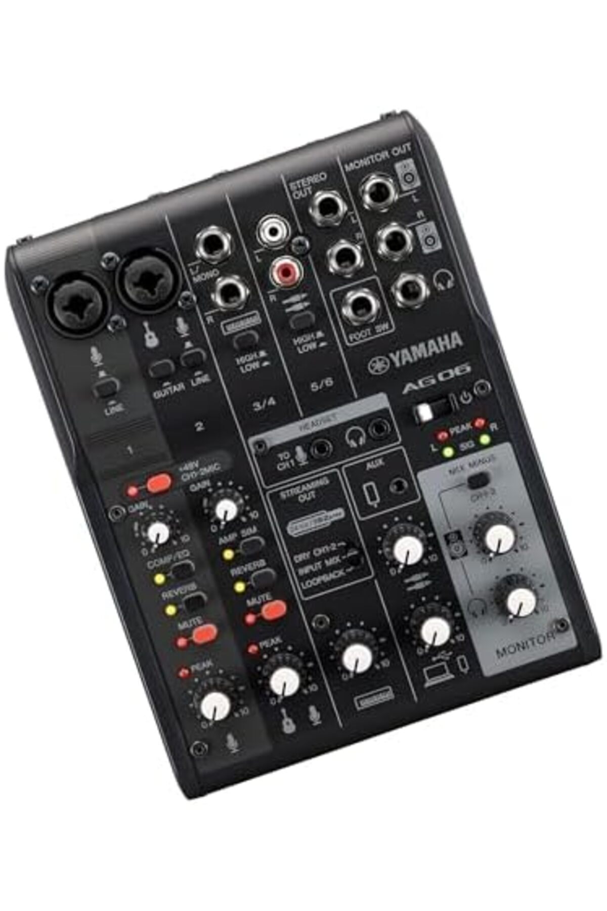 Yamaha-AG06MK2 Black 6-Channel Live Streaming Loopback Mixer/USB Interface with Steinberg Software S 6