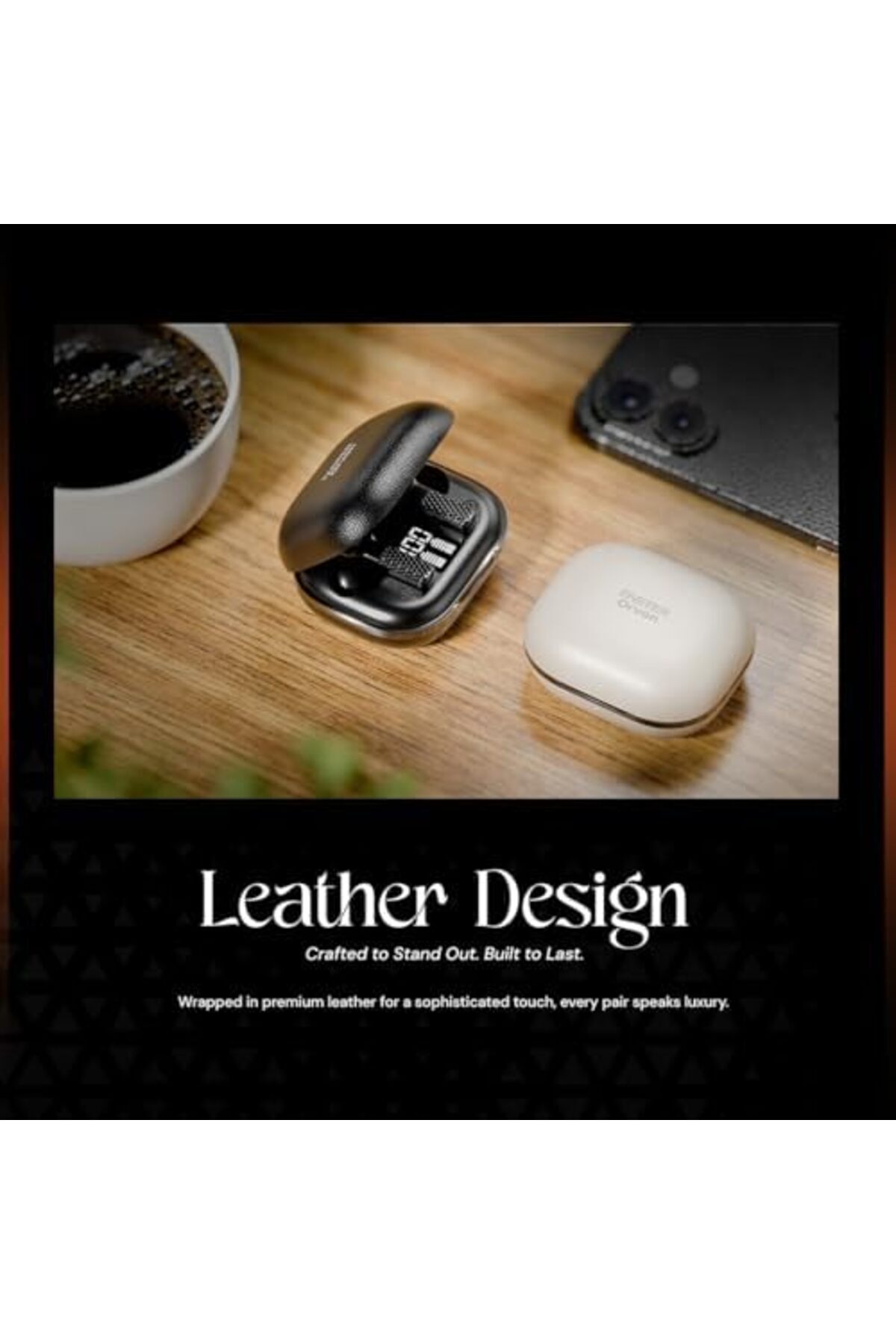 Faster-Orvon In-Ear Wireless Earbuds Bluetooth 5.4 - ANC+ENC, Leather Textured LED Display Case, 25H 3
