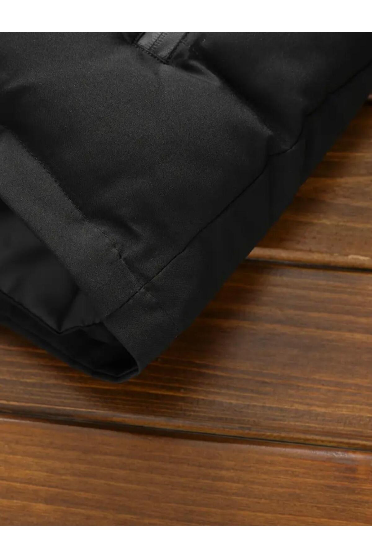 Last fashion  Yeni Sezon Su Geçirmez Kapüşonlu Rahat Kalıp Şişme Yelek - Görsel 3