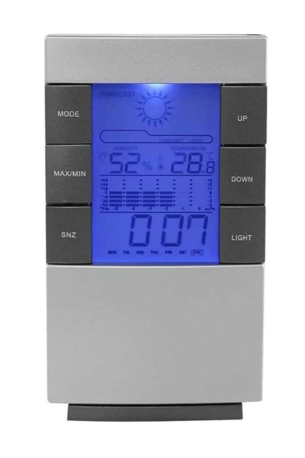 Generic-Rubik Weather Forecast Clock, LCD Digital Hygrometer Weather Station Alarm Clock with Blue LED Back 1