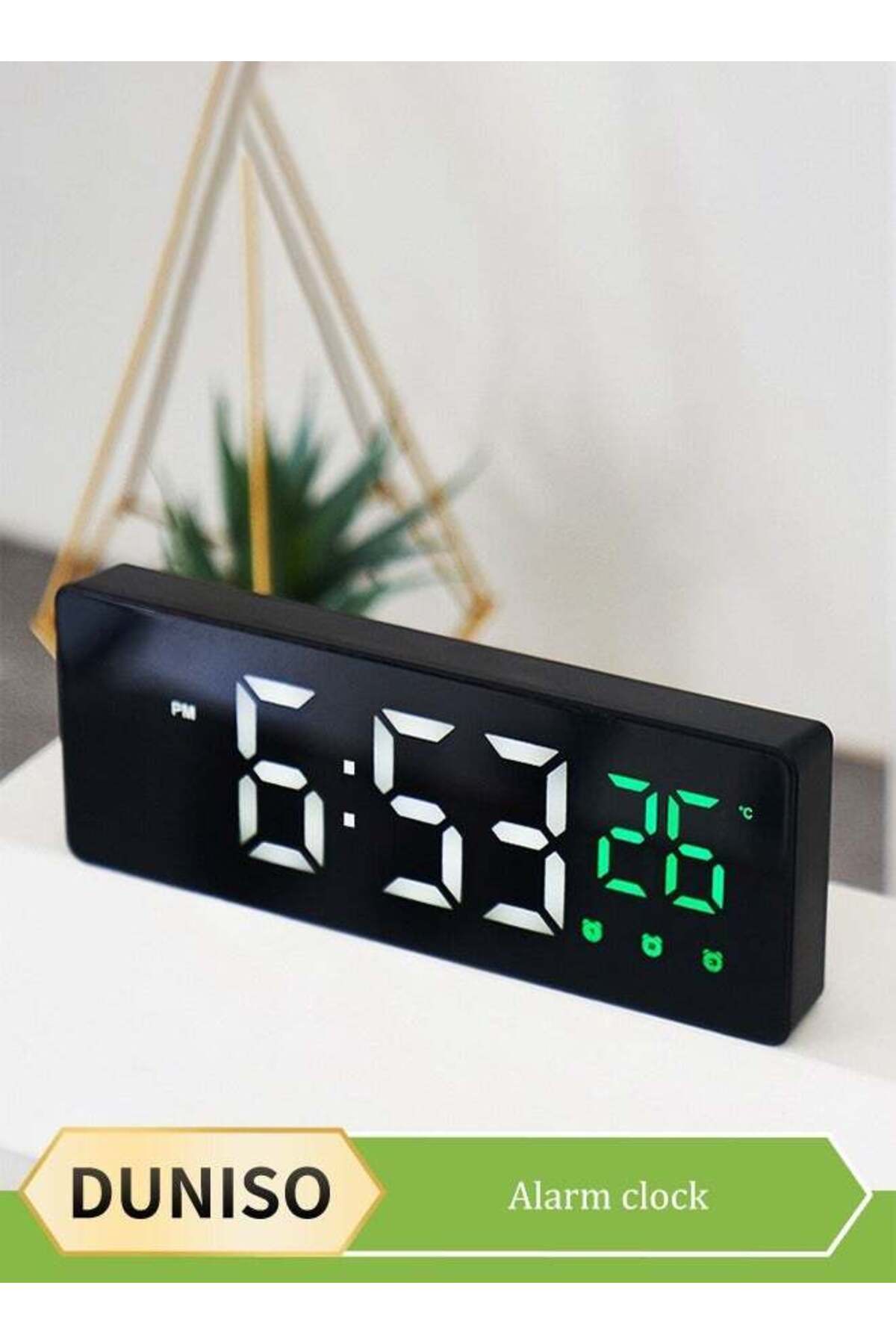 Generic-DUNISO Digital alarm clock, large screen mirror LED electronic clock, multifunctional clock, voice 1